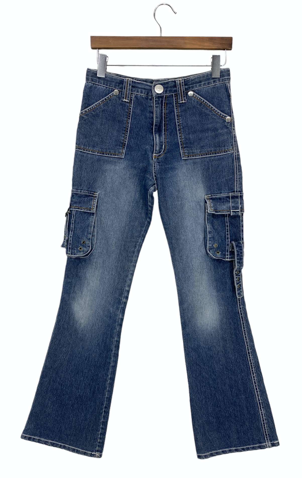 Japanese Brand Flare Jeans Cargo Bootcut Jeans Baker Pocket Pants Size US 28 / EU 44 - 1 Thumbnail