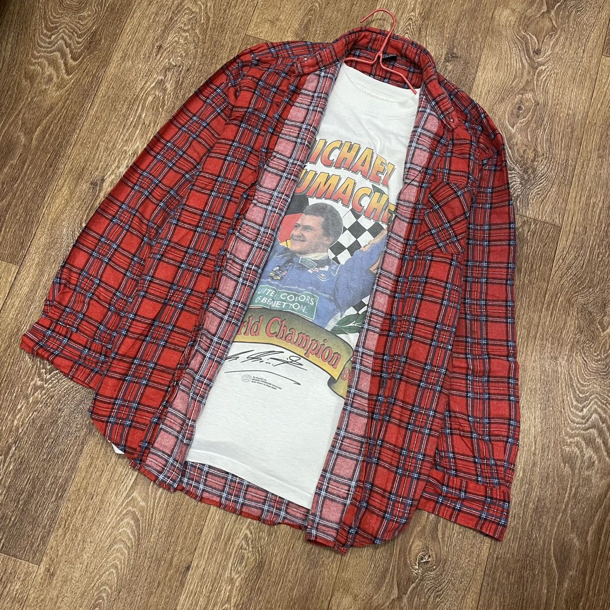 Vintage Vintage 90s Red Plaid Chore Coat Oversized Grunge Streetwear Size US L / EU 52-54 / 3 - 2 Thumbnail