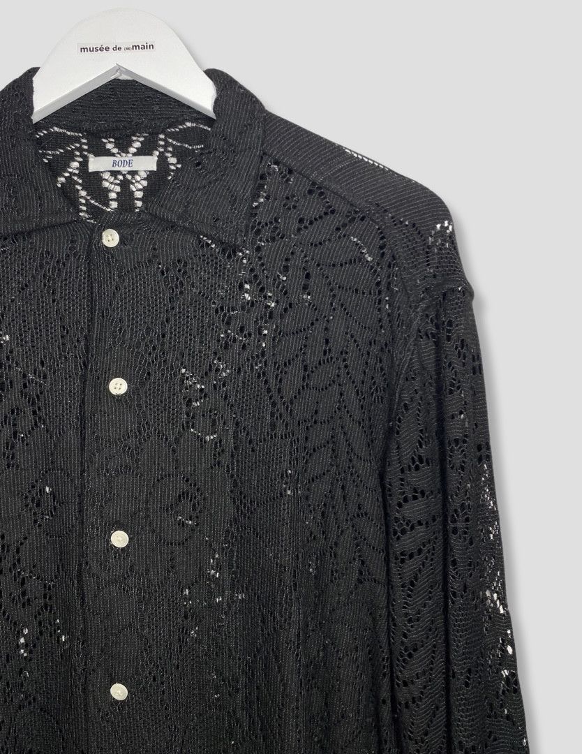 Bode Bode Black Vintage Fabric Button Down Lace Shirt Size US S / EU 44-46 / 1 - 2 Thumbnail