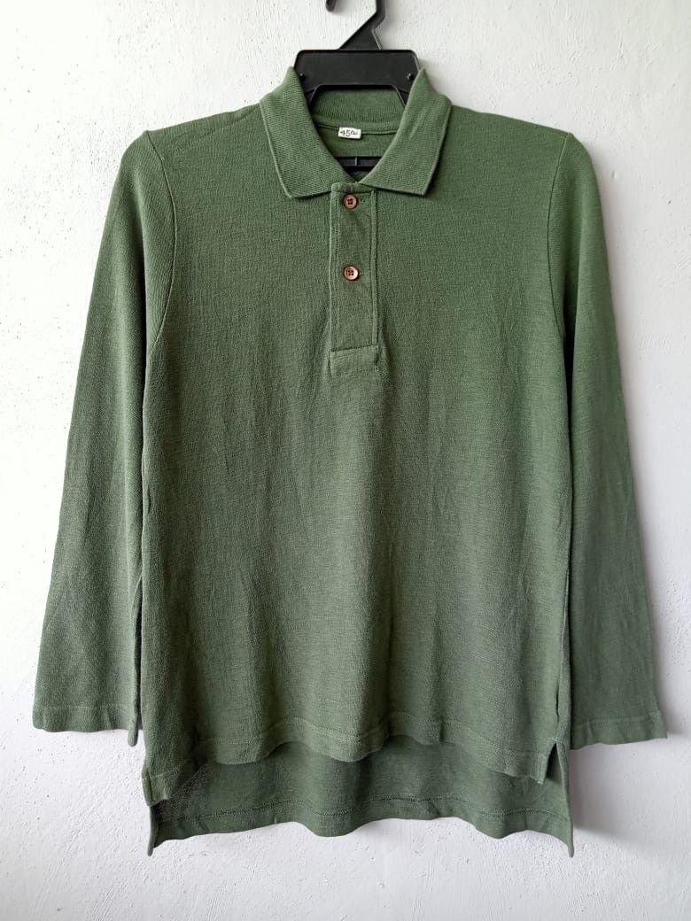 45rpm 45RPM Faded Green Long Sleeve Polo shirt Size S / US 4 / IT 40 - 1 Thumbnail