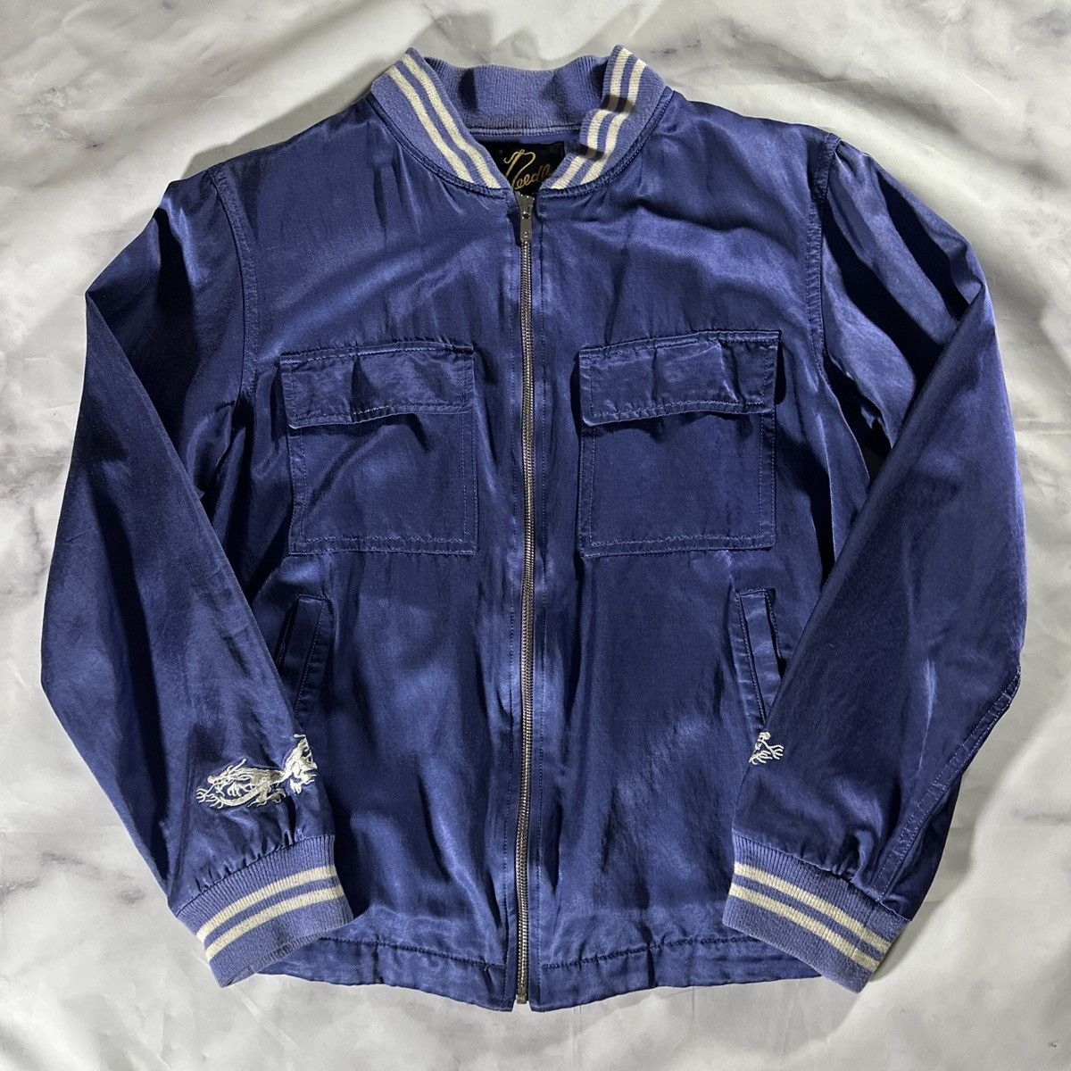 Needles × Nepenthes New York Purple Satin Zip-Up Jacket | Grailed