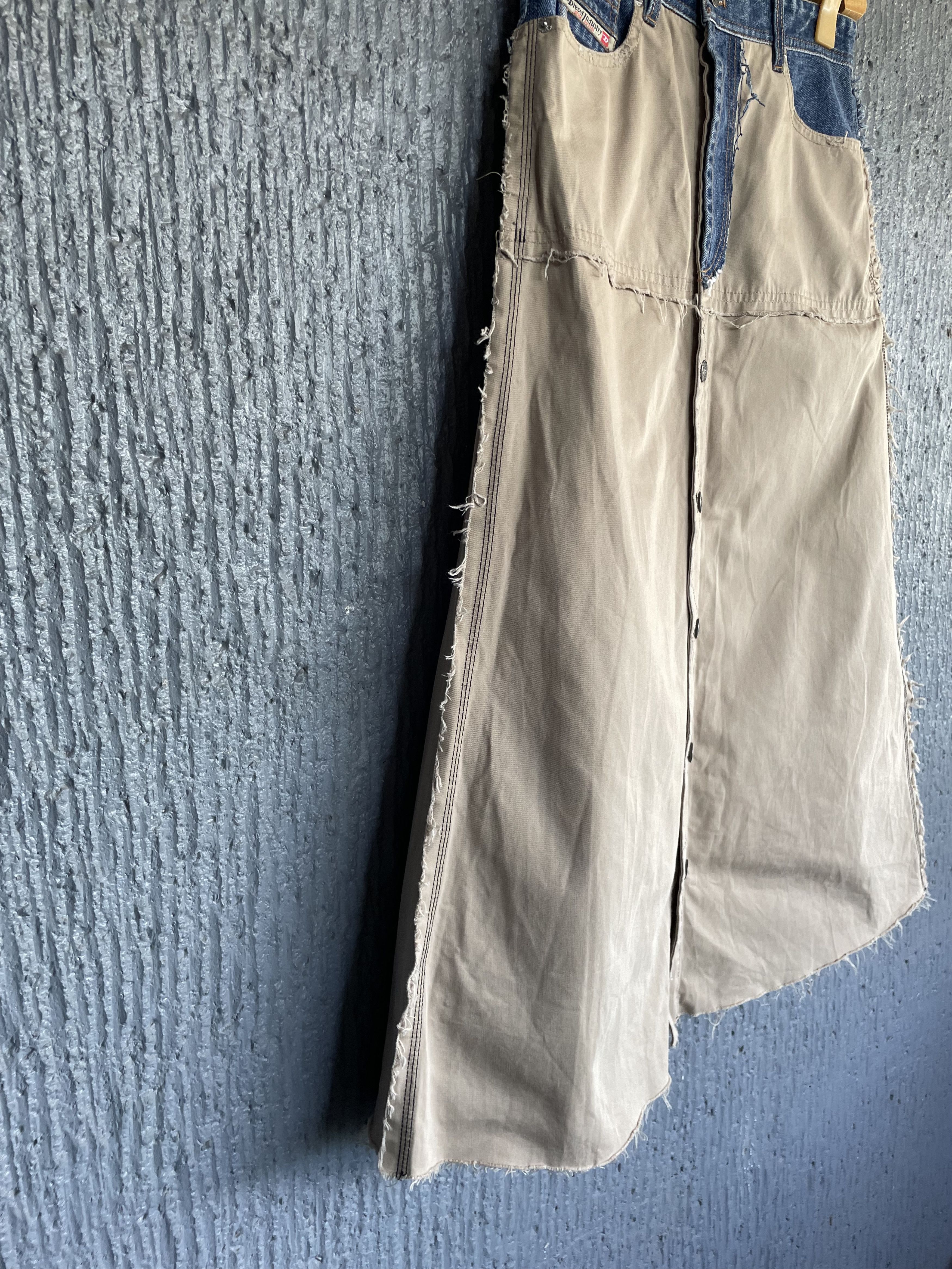 Diesel Diesel Midi Skirt Hybrid Denim-Khaki raw cuts Size 26" / US 2 / IT 38 - 5 Thumbnail