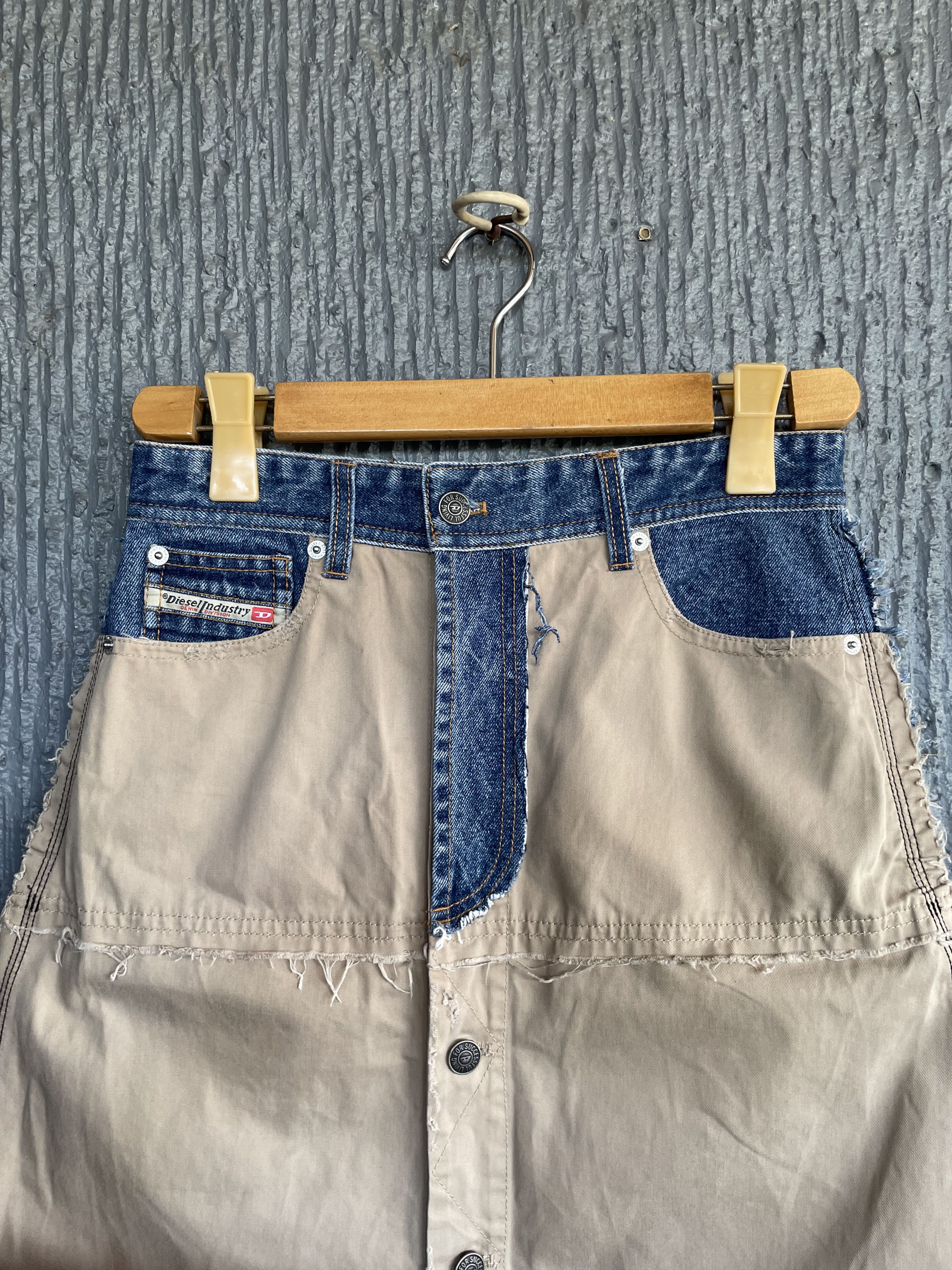 Diesel Diesel Midi Skirt Hybrid Denim-Khaki raw cuts Size 26" / US 2 / IT 38 - 3 Thumbnail