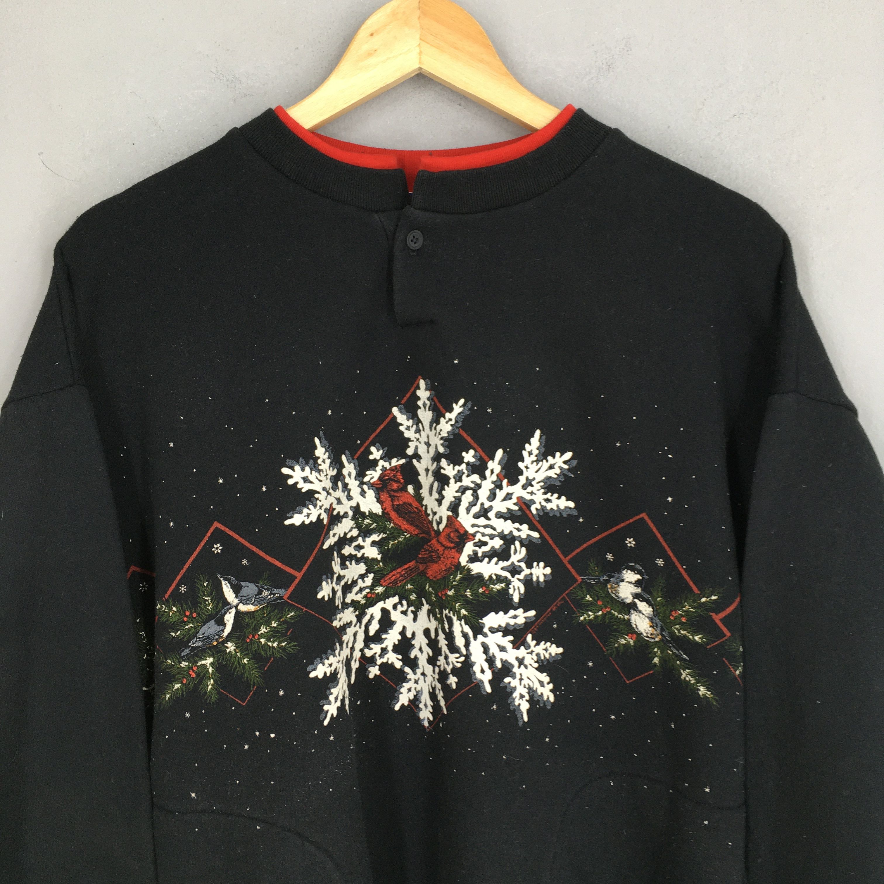 Habitat Vintage 90s Cardinal Bird Black Sweatshirt Large Size US L / EU 52-54 / 3 - 2 Thumbnail
