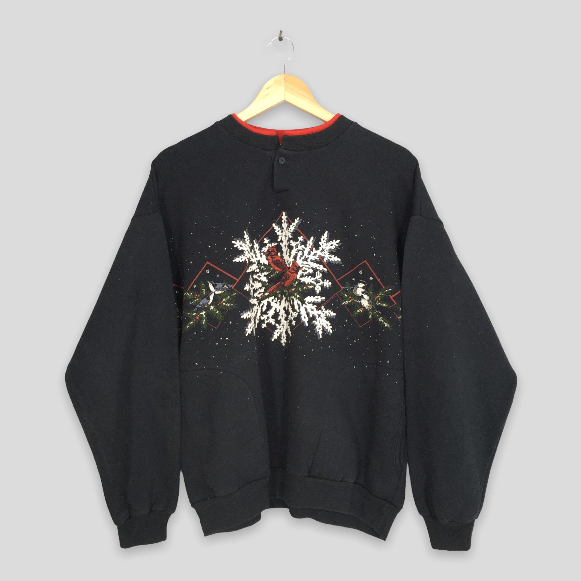 Habitat Vintage 90s Cardinal Bird Black Sweatshirt Large Size US L / EU 52-54 / 3 - 1 Thumbnail