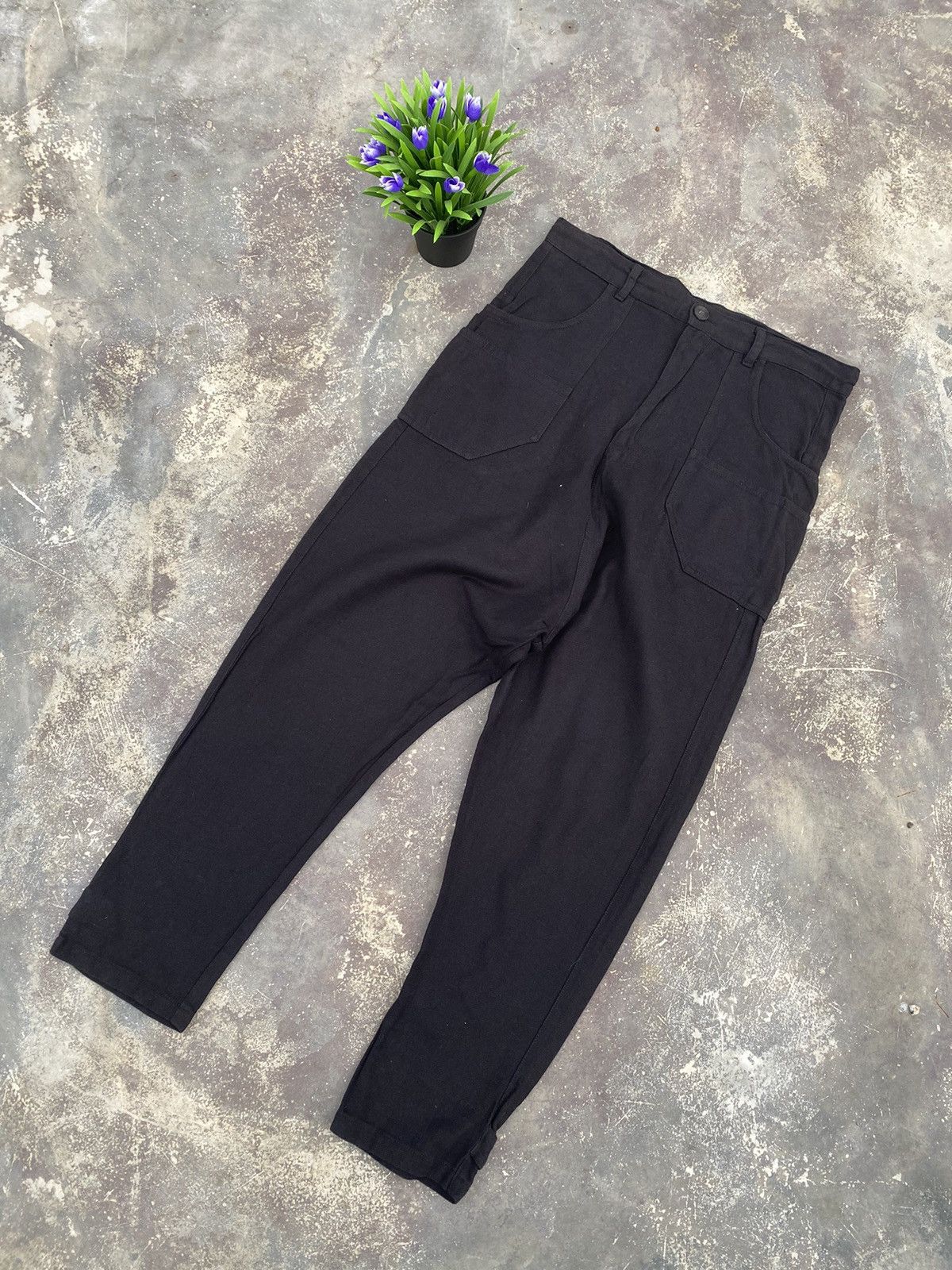 image of Blue Blue Japan Japanese Designer Amina High Rise Pants in Black, Men's (Size 33)