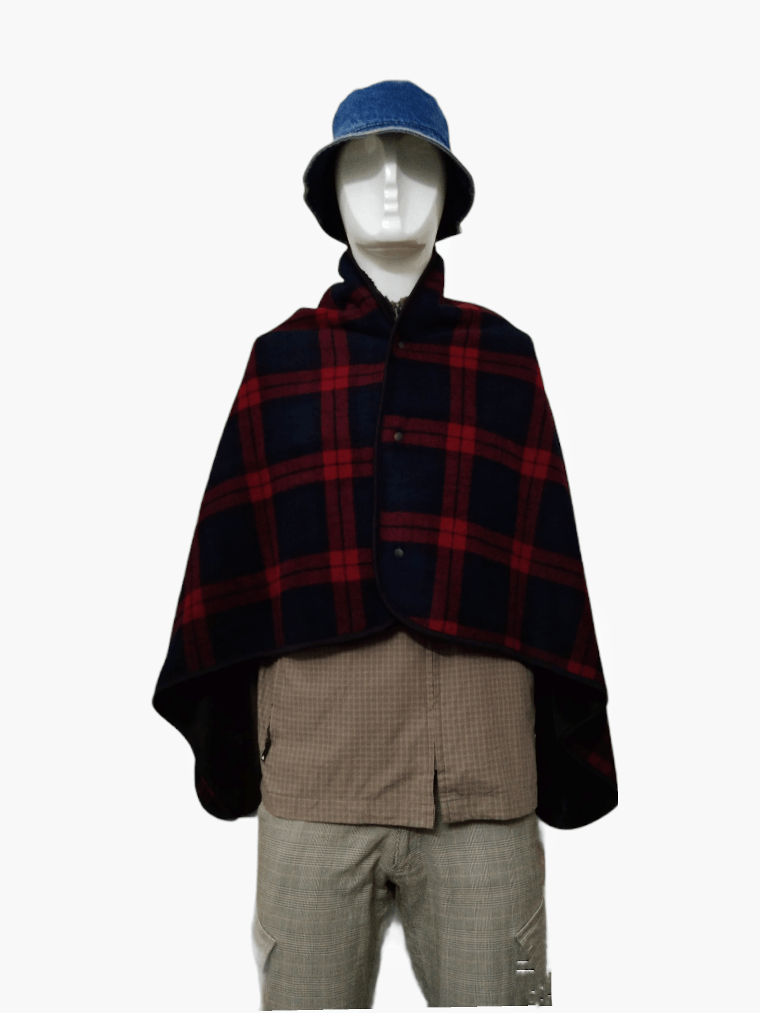Japanese Brand × Jun Takahashi × Uniqlo VINTAGE UNIQLO PLAID FURRY FLEECE BUTTON UP CAPE Size US M / EU 48-50 / 2 - 4 Thumbnail
