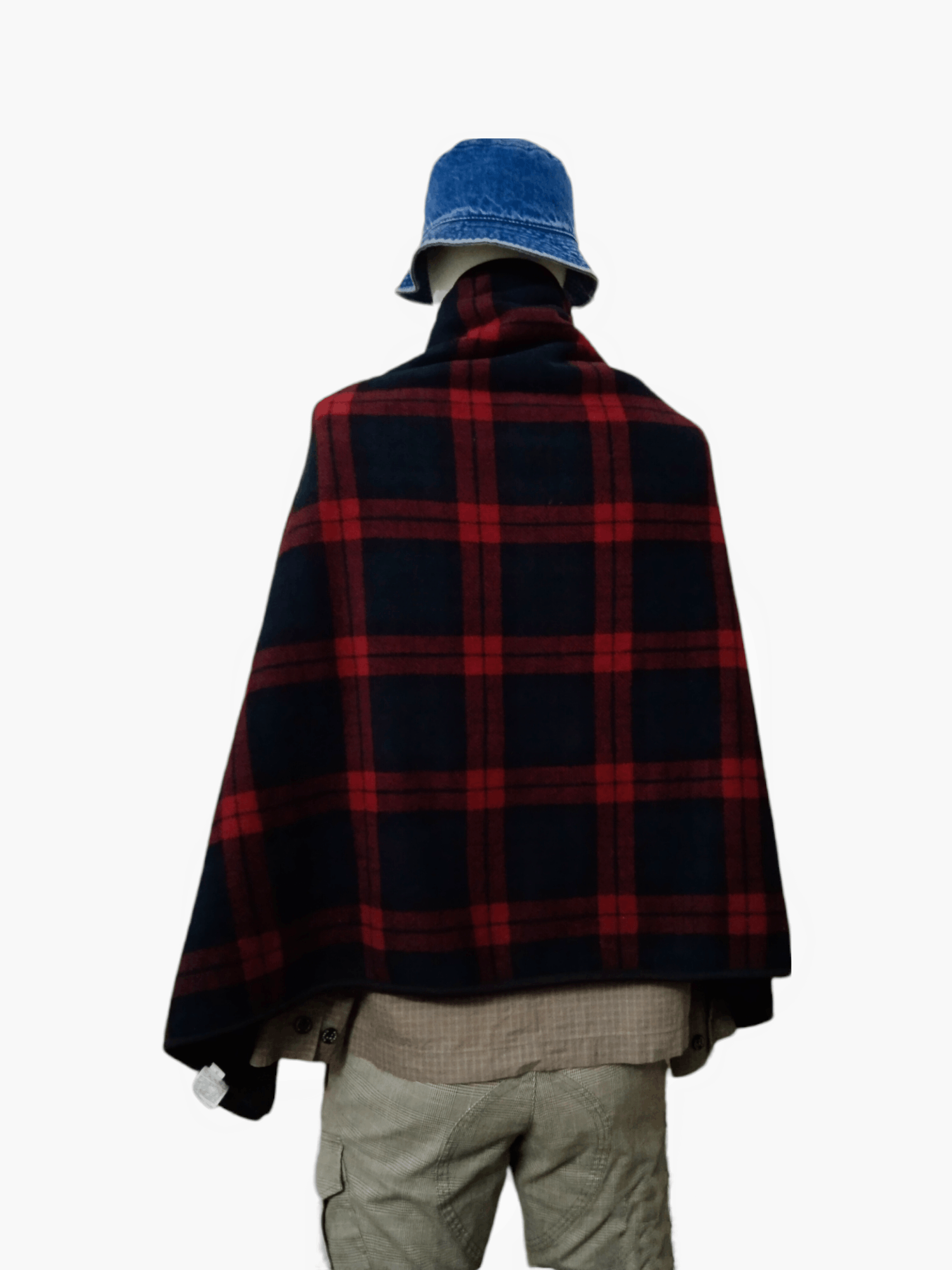 Japanese Brand × Jun Takahashi × Uniqlo VINTAGE UNIQLO PLAID FURRY FLEECE BUTTON UP CAPE Size US M / EU 48-50 / 2 - 9 Thumbnail