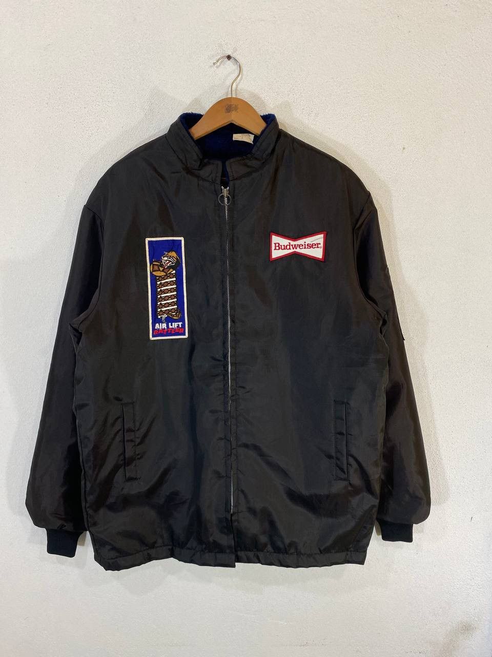 Vintage Lakes Jacket Fleece lining Budweiser Patches