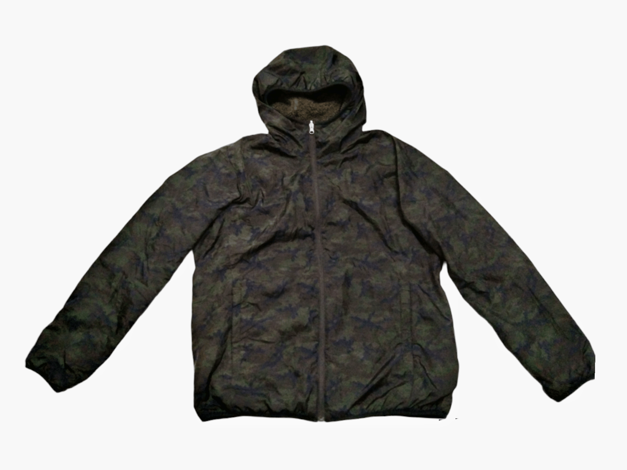 REVERSIBLE CAMO/SHERPA HOODIE JACKET