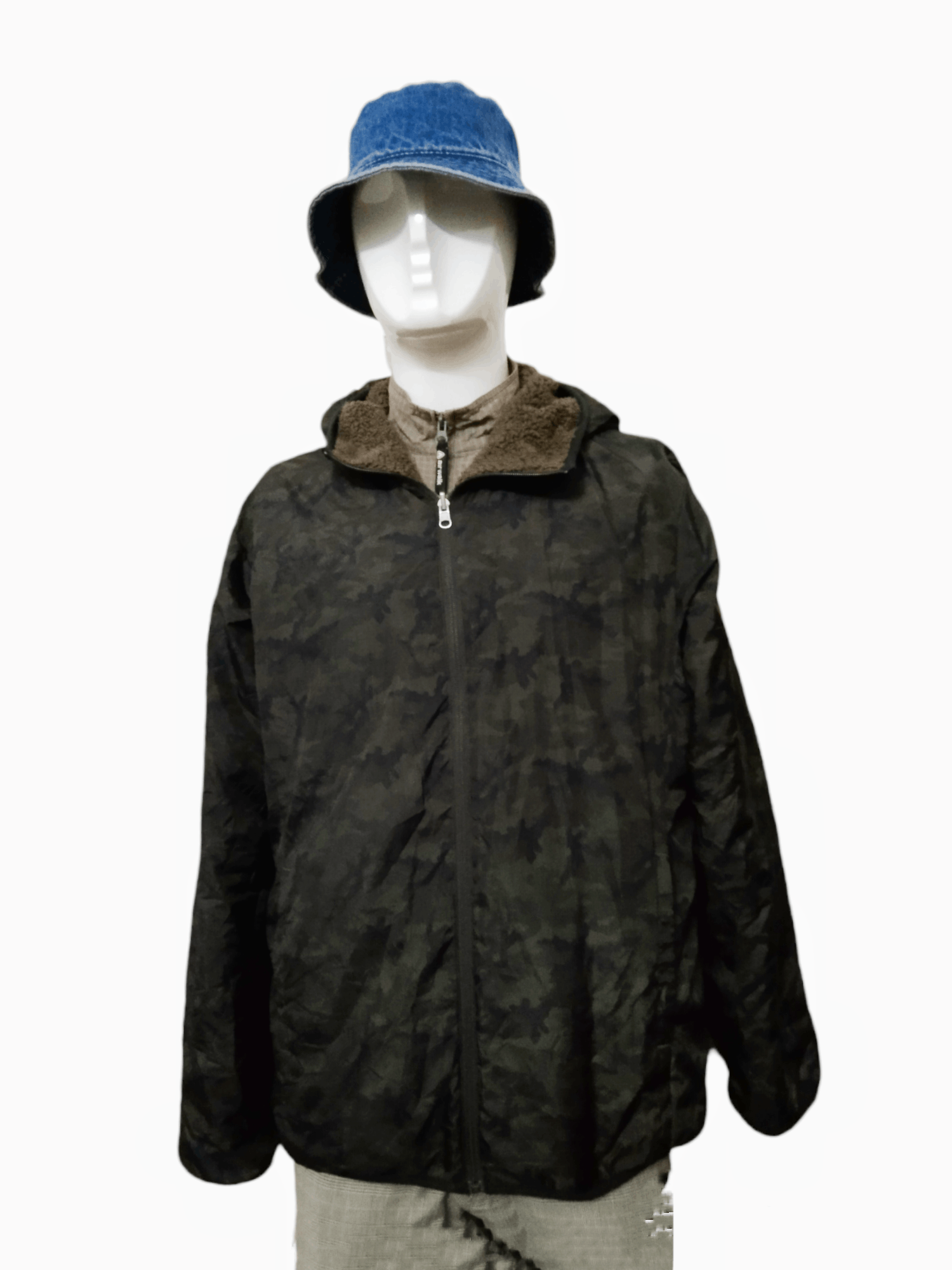 REVERSIBLE CAMO/SHERPA HOODIE JACKET