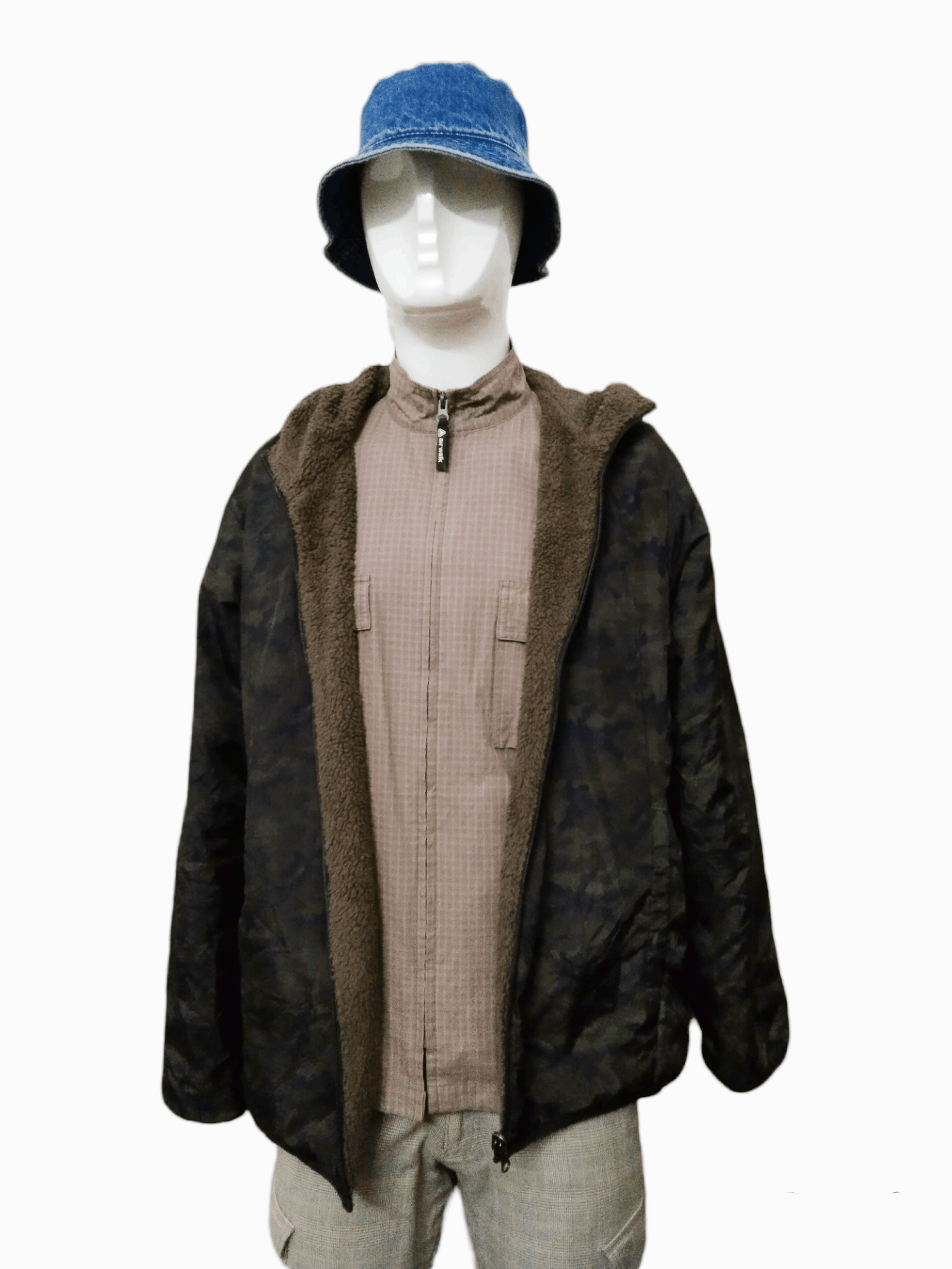REVERSIBLE CAMO/SHERPA HOODIE JACKET
