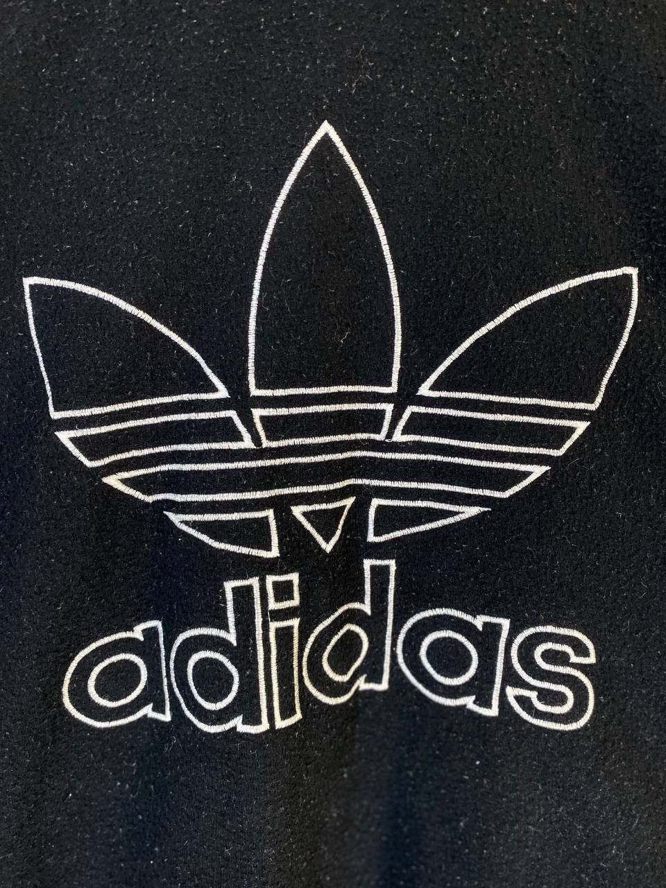 Adidas Vintage Adidas Trefoil Black Fleece jacket Big Logo Back Size US M / EU 48-50 / 2 - 8 Thumbnail