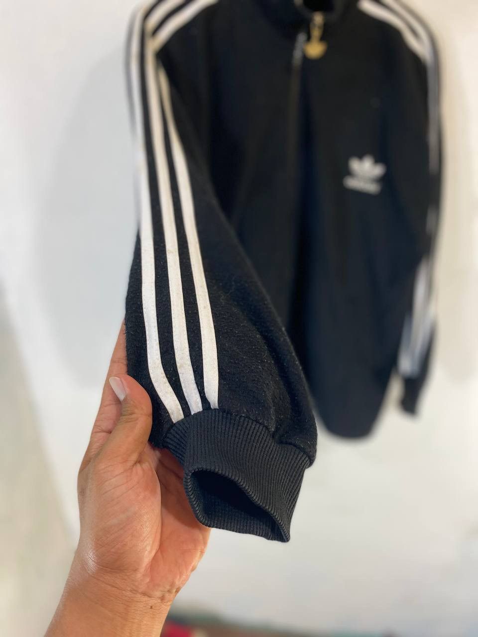 Adidas Vintage Adidas Trefoil Black Fleece jacket Big Logo Back Size US M / EU 48-50 / 2 - 5 Thumbnail