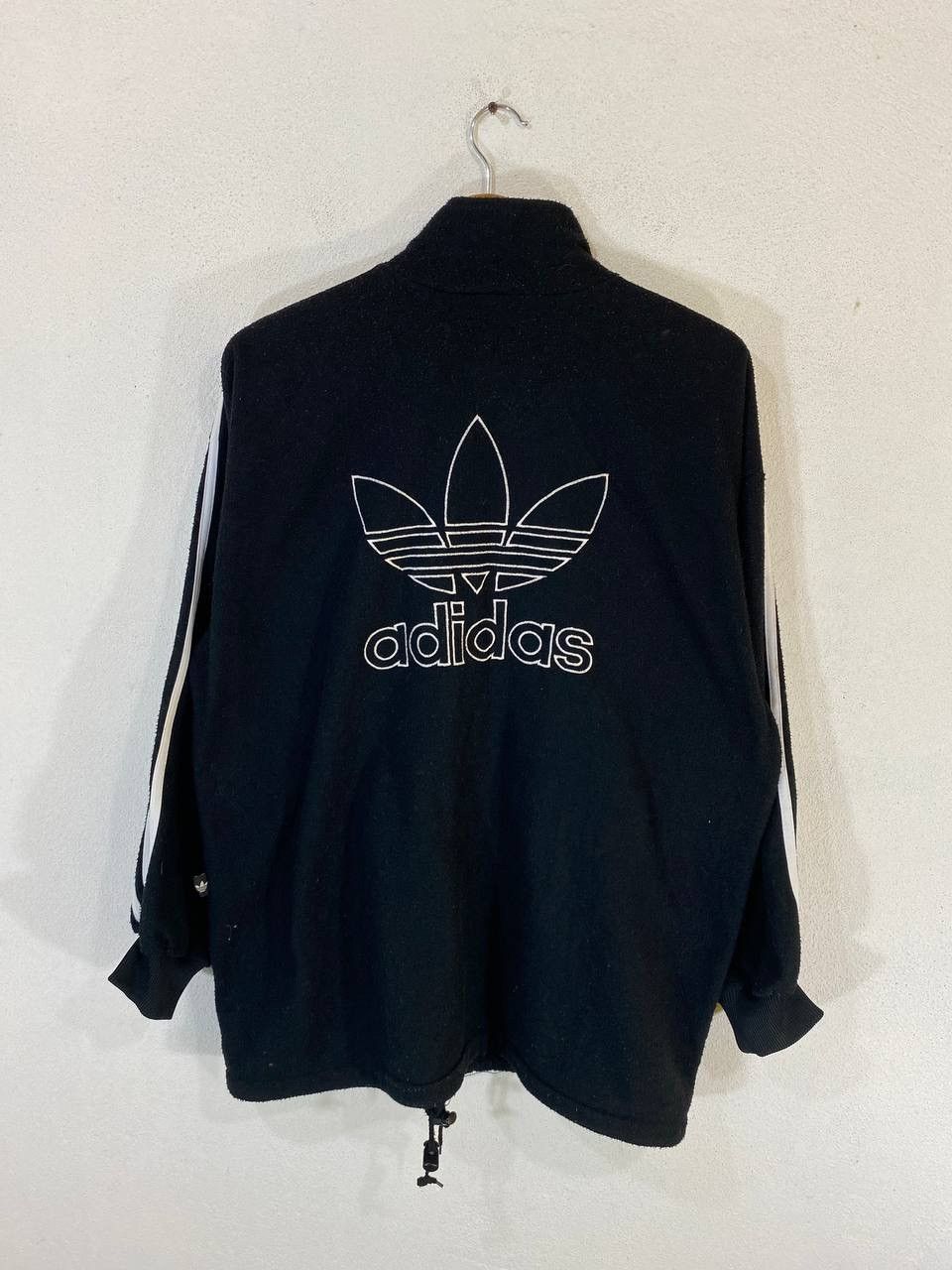 Adidas Vintage Adidas Trefoil Black Fleece jacket Big Logo Back Size US M / EU 48-50 / 2 - 1 Thumbnail