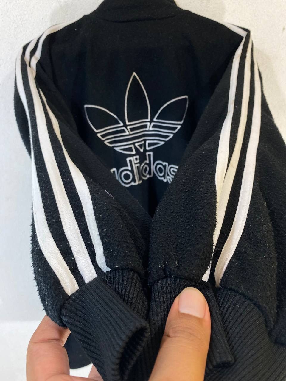 Adidas Vintage Adidas Trefoil Black Fleece jacket Big Logo Back Size US M / EU 48-50 / 2 - 9 Thumbnail