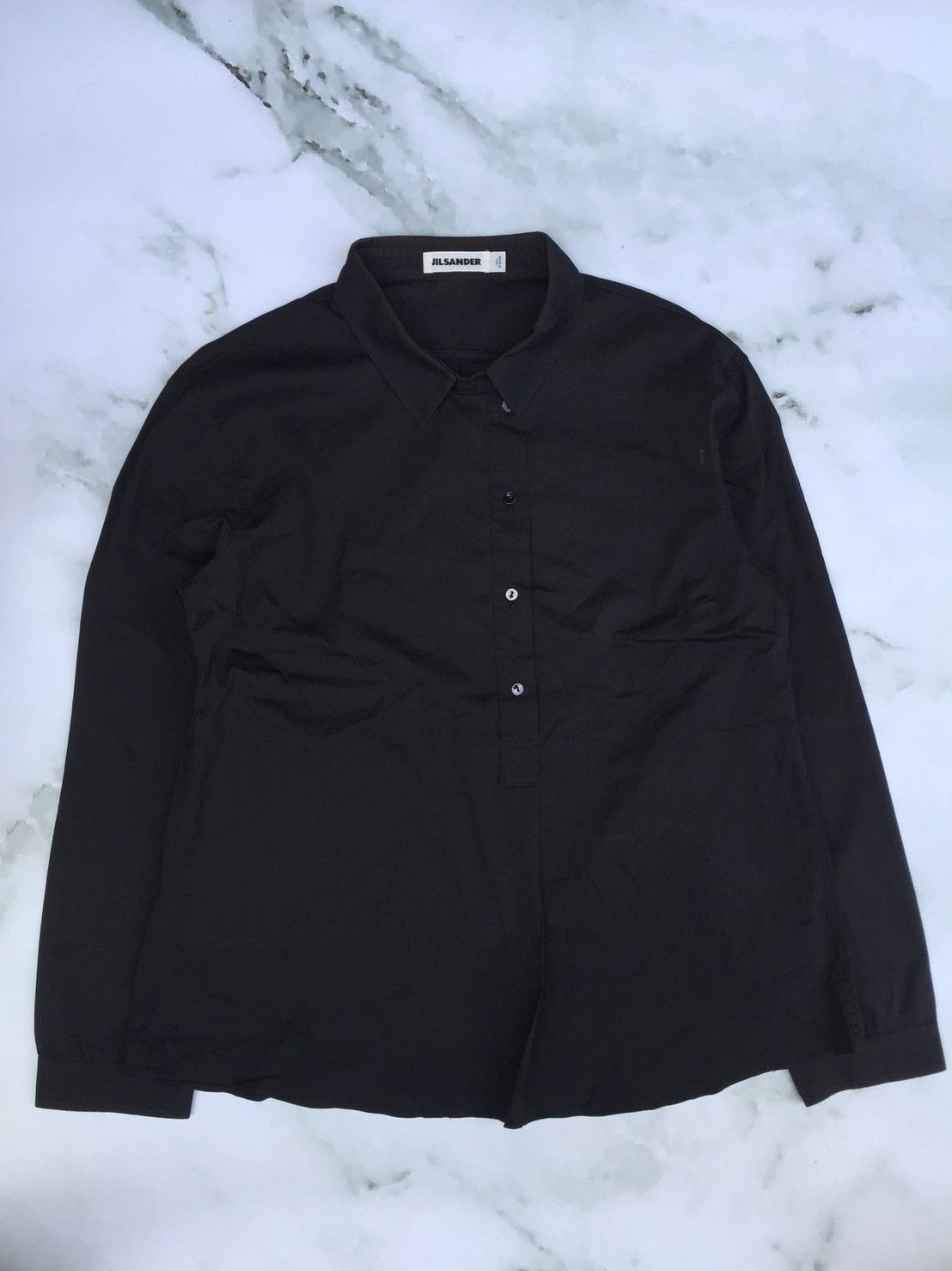 Pre-owned Jil Sander Irregular Half Button Shirt In Black