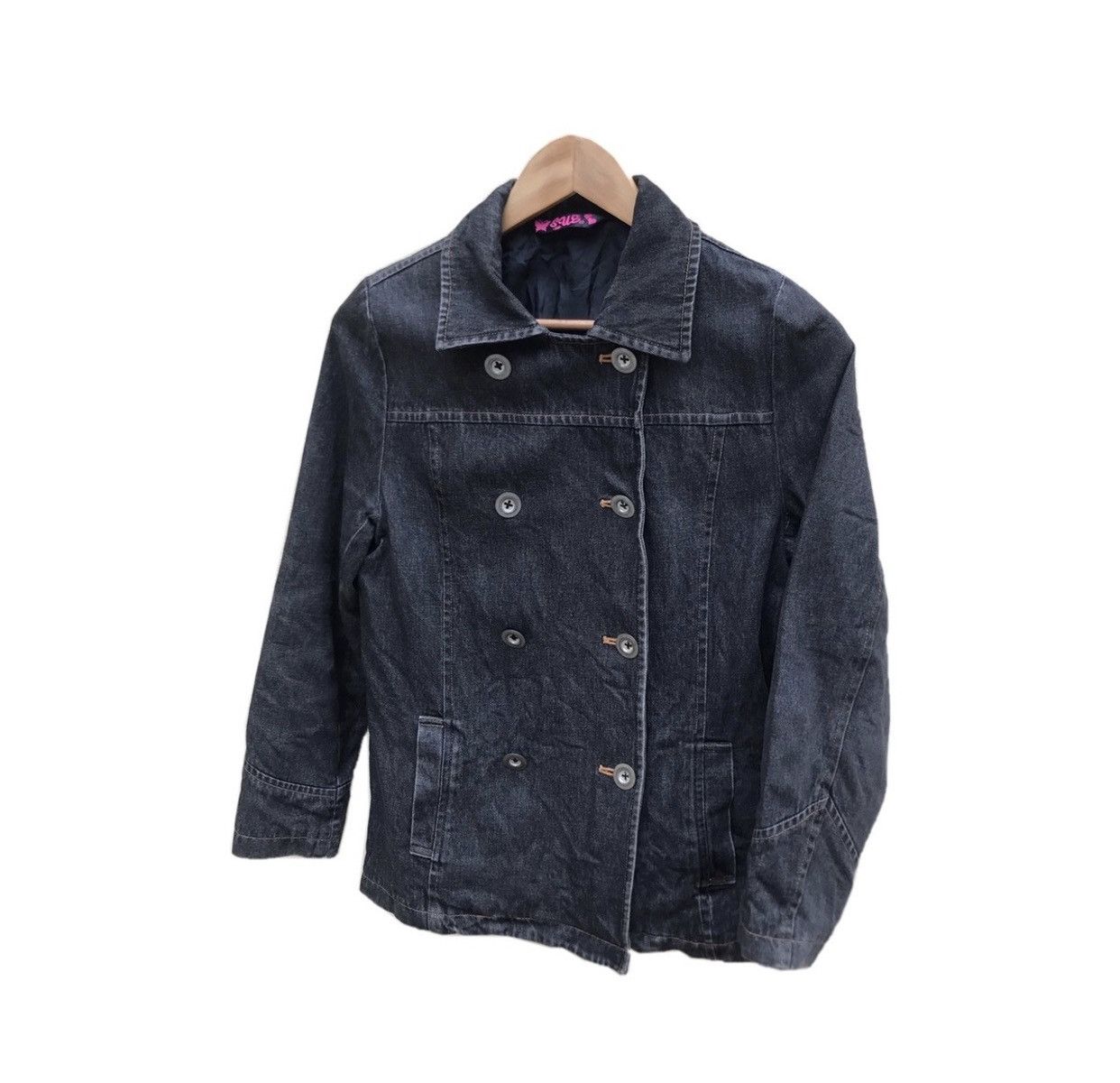 Image of Japanesebrand Sue Double Breast Button Denim Jacket in Black, Men's (Size Small)