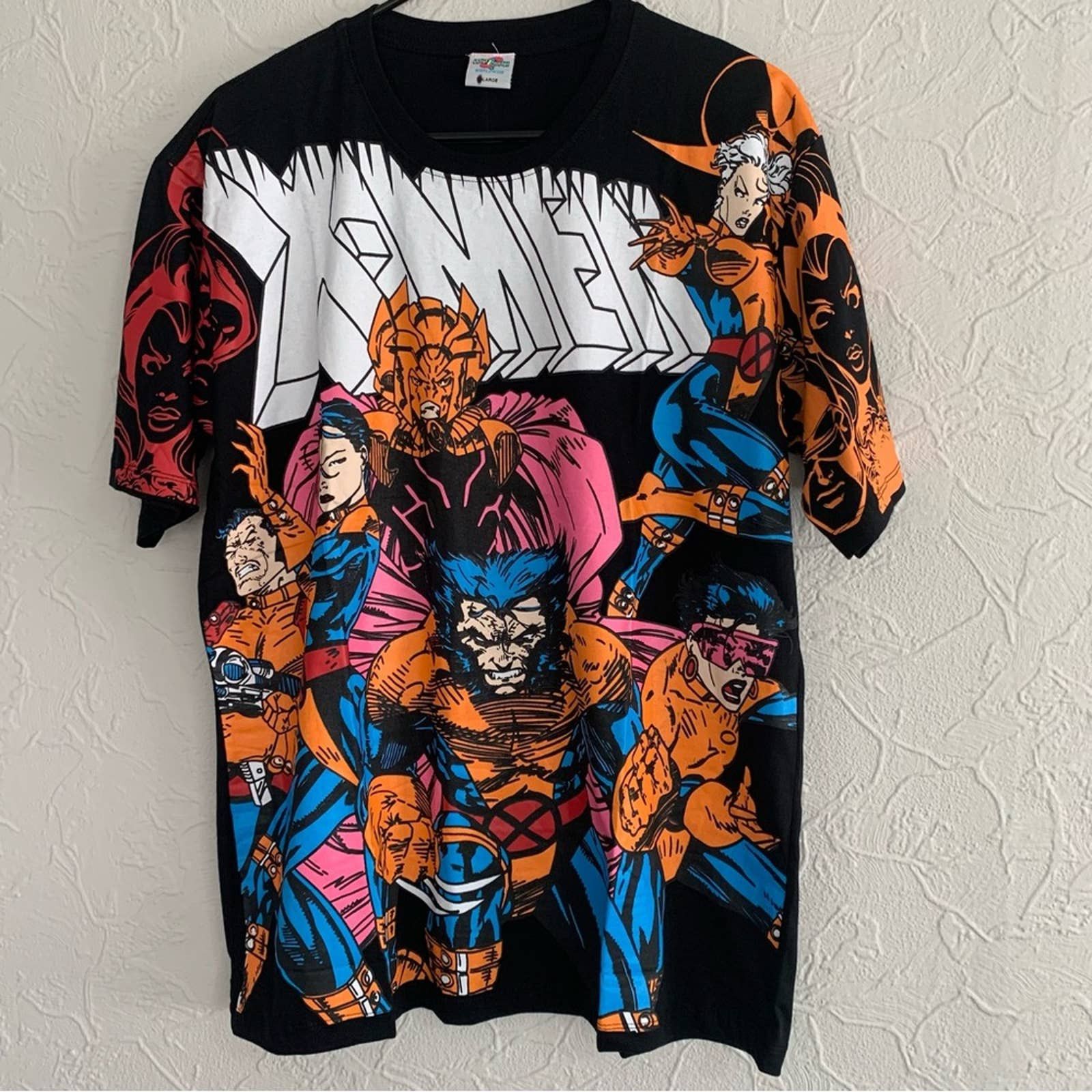 NWT COMIC X-MEN ALL OVER PRINT AOP CUT & SEW COMIC SHIRT LRG