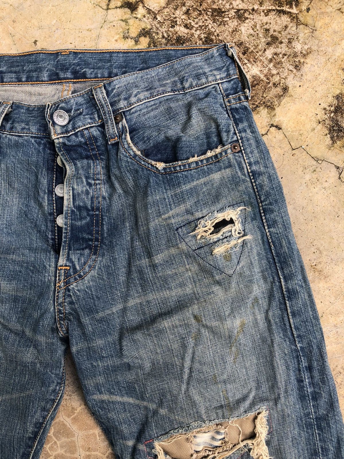 Levi's × Vintage Size 30 Levis 501 reworked distressed denim Size US 30 / EU 46 - 6 Thumbnail