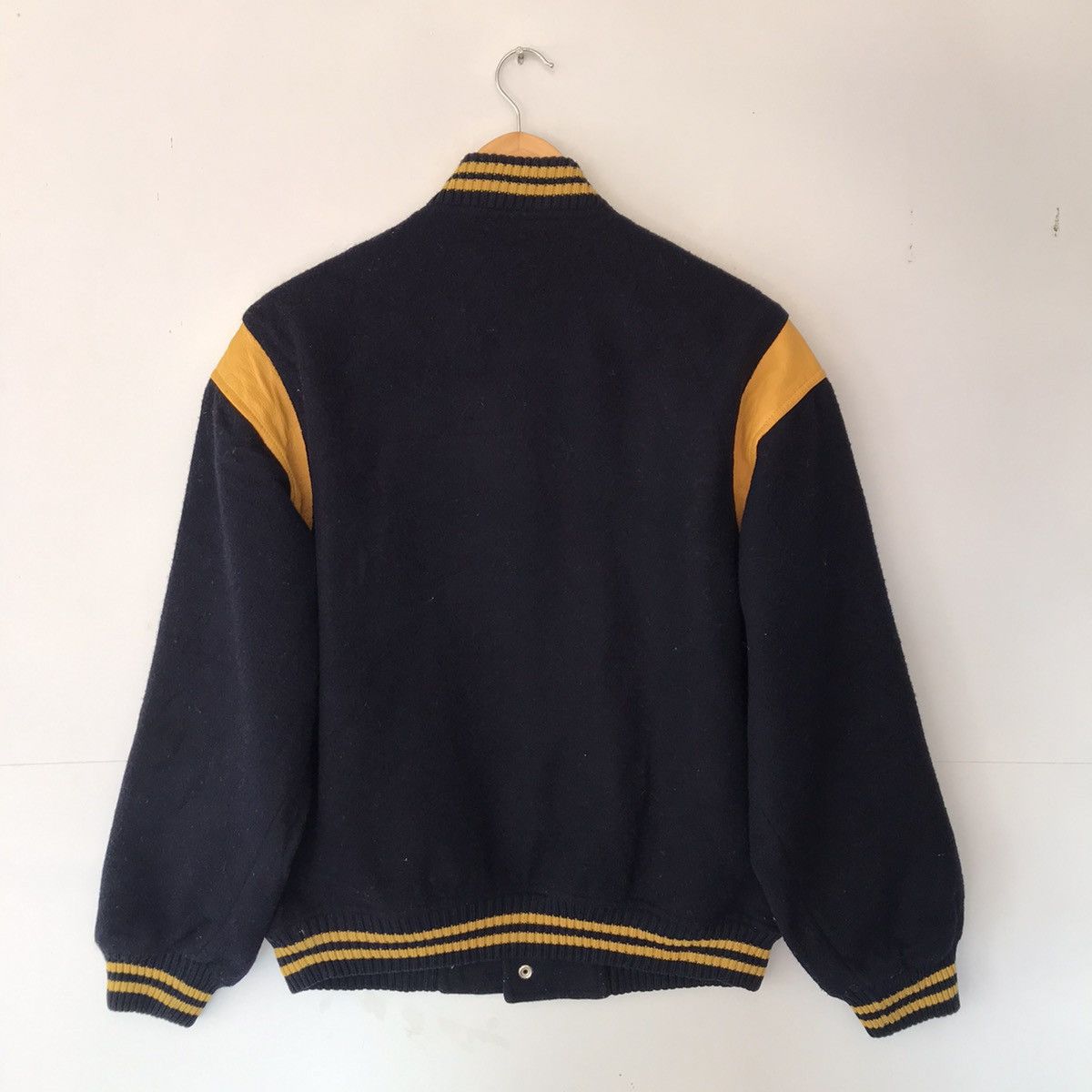 Vintage HARVARD BASEBALL VARSITY WOOL JACKET YELLOW LEATHER Size US L / EU 52-54 / 3 - 5 Thumbnail