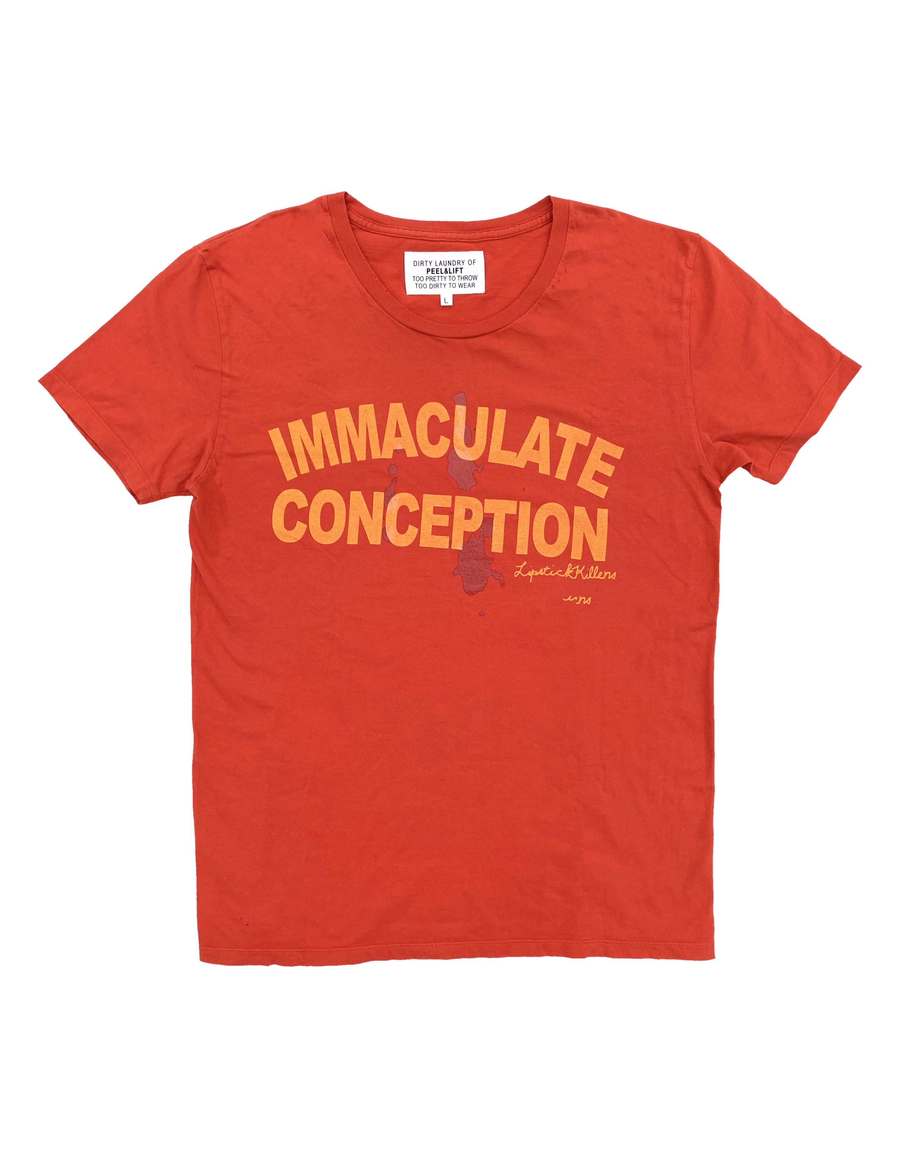 image of Peel Lift "immaculate Conception" T-Shirt in Red, Men's (Size Large)