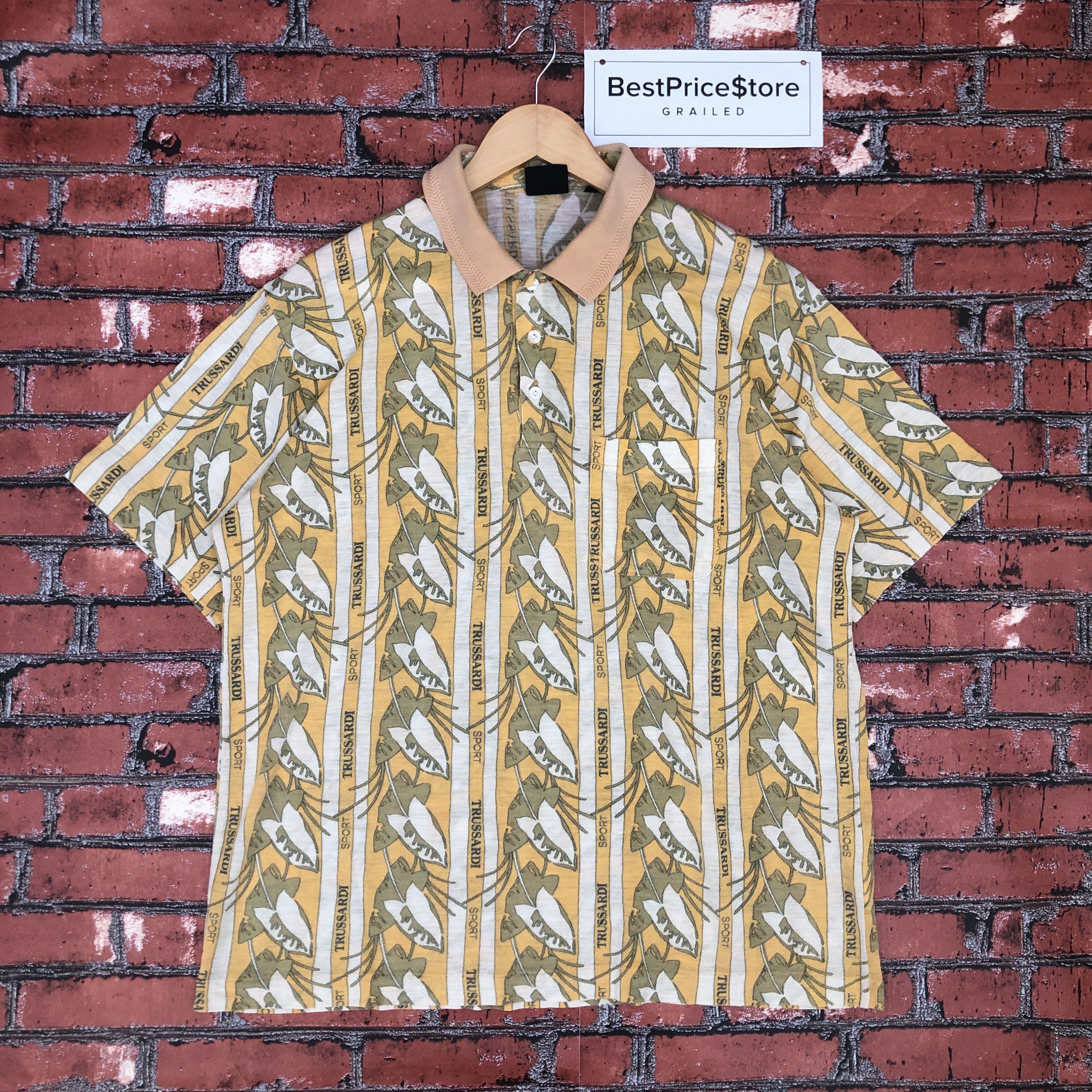 Trussardi × Vintage Vintage Trussardi Sport Overprint Polo Tee Shirt 50 Fit L Size US L / EU 52-54 / 3 - 1 Thumbnail