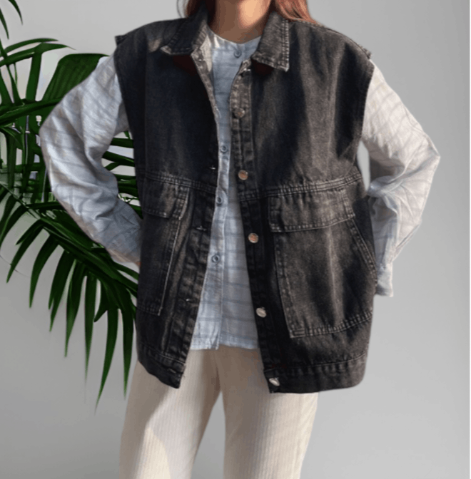 Japanese Brand MAISON DE THERESE Sleeveless Denim Vest Jacket Size L / US 10 / IT 46 - 1 Thumbnail