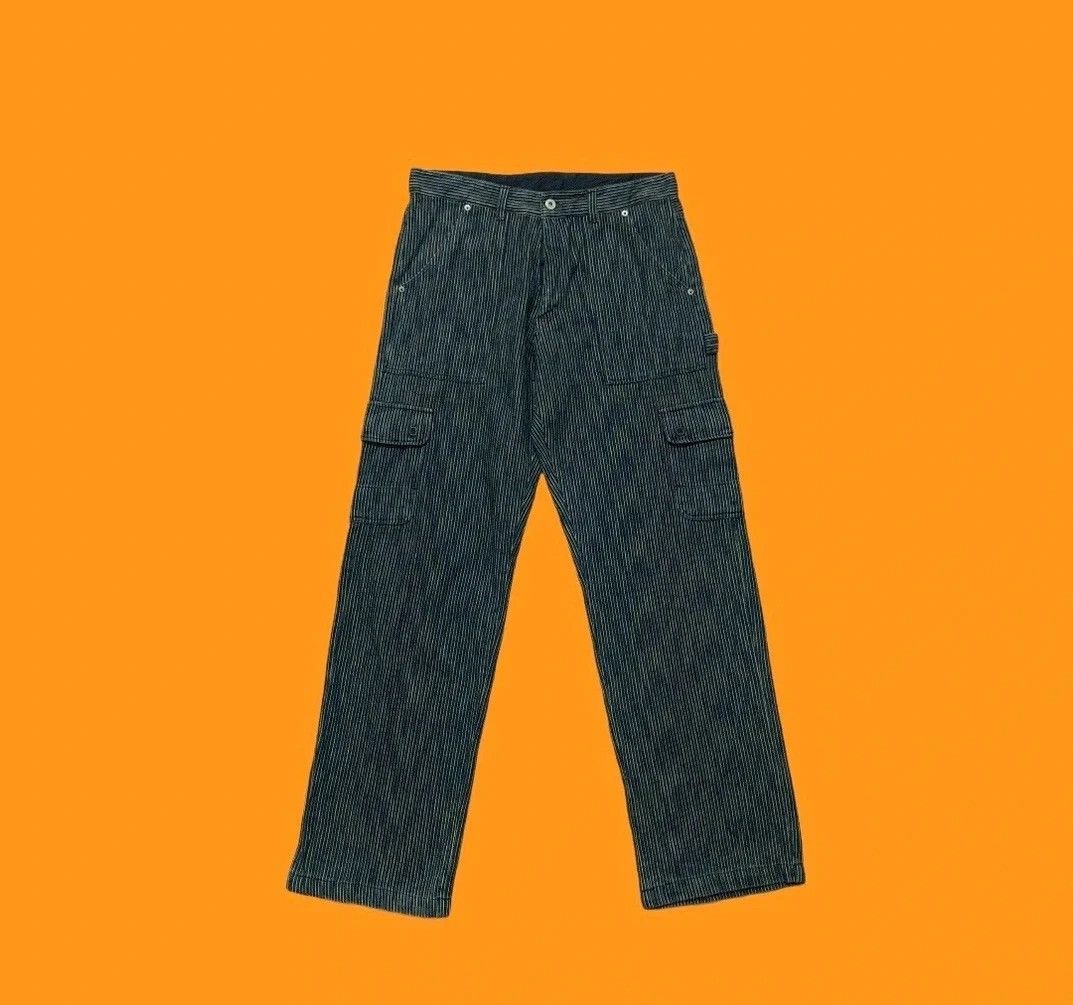 image of Hyped Drops x Over The Stripes Authentic Hyper 32X31 Hickory Striped Trousers Cargo Pants in Blue