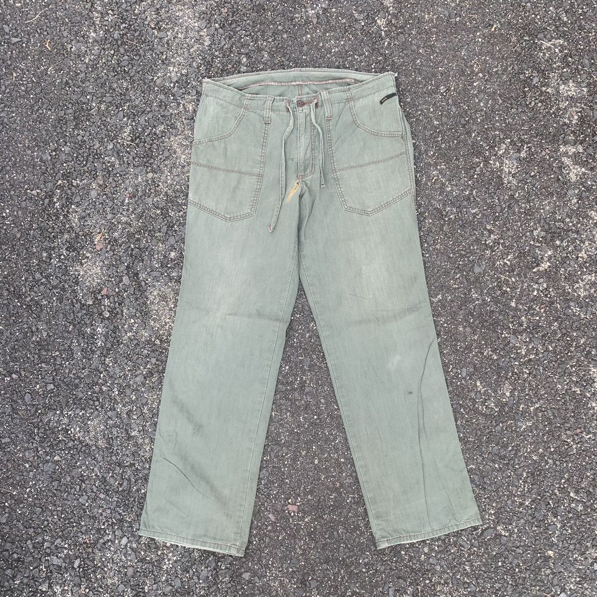 image of Faded Trousers 36X31 Japanese Vintage Roll Ups Utility Pants in Green, Men's