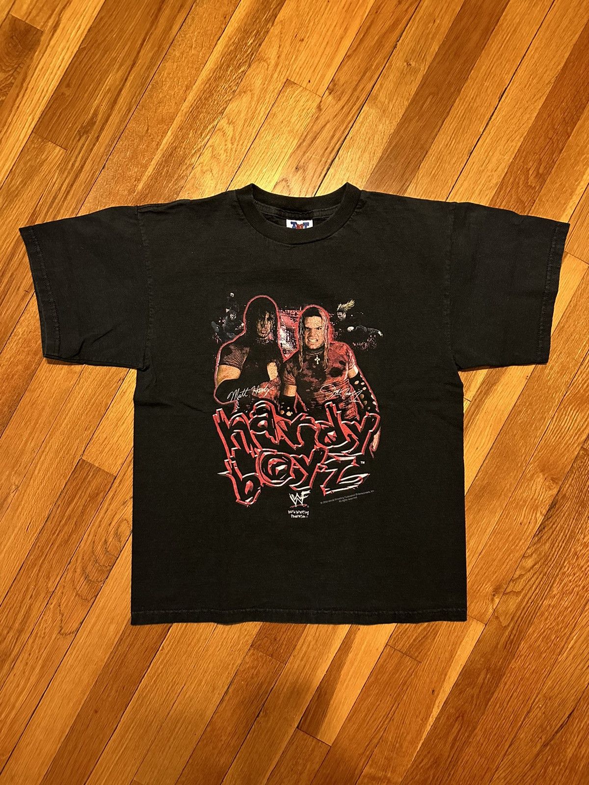 image of Vintage Y2K 2000 Hardy Boyz Wwf Wwe T-Shirt in Black, Men's (Size Small)