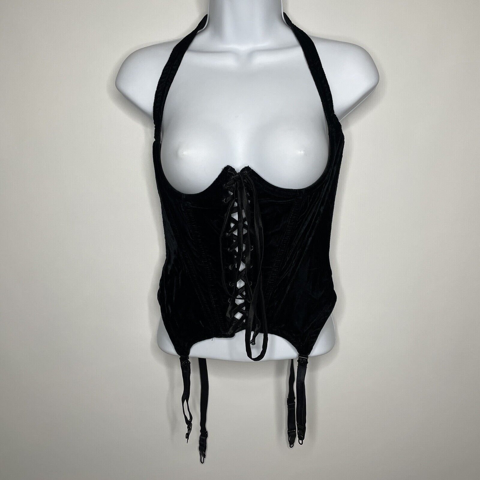 Vintage 90s Trashy Lingerie Velvet Halter Cupless Garter Corset | Grailed