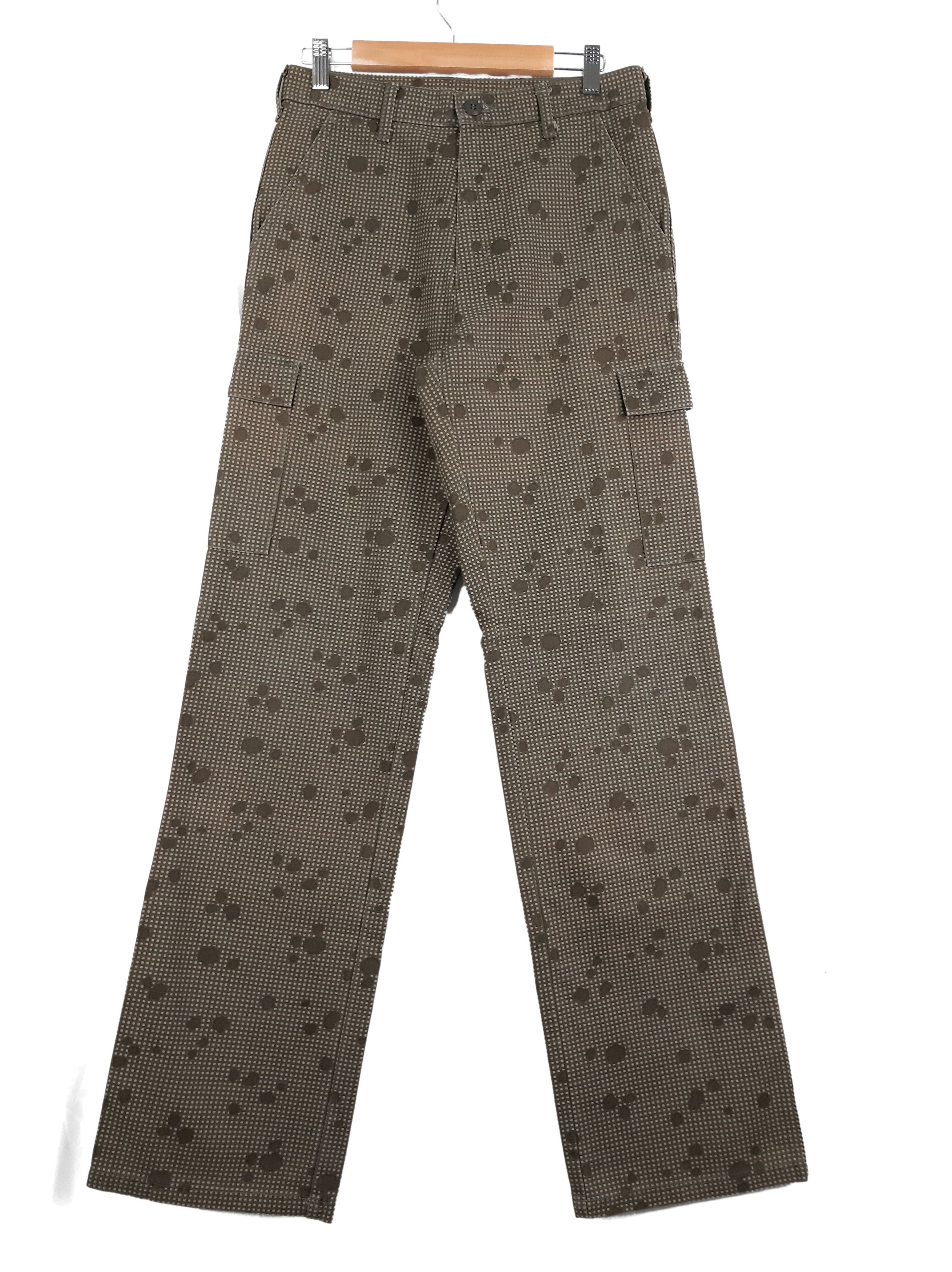 image of Assymentrical Night Desert Camo Polka Dot Plaid Cargo Pant in Green Olive, Men's (Size 28)