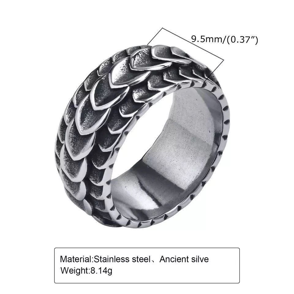Jewelry Rock Punk Viking Dragon Carved Surface Ring Size ONE SIZE - 3 Thumbnail