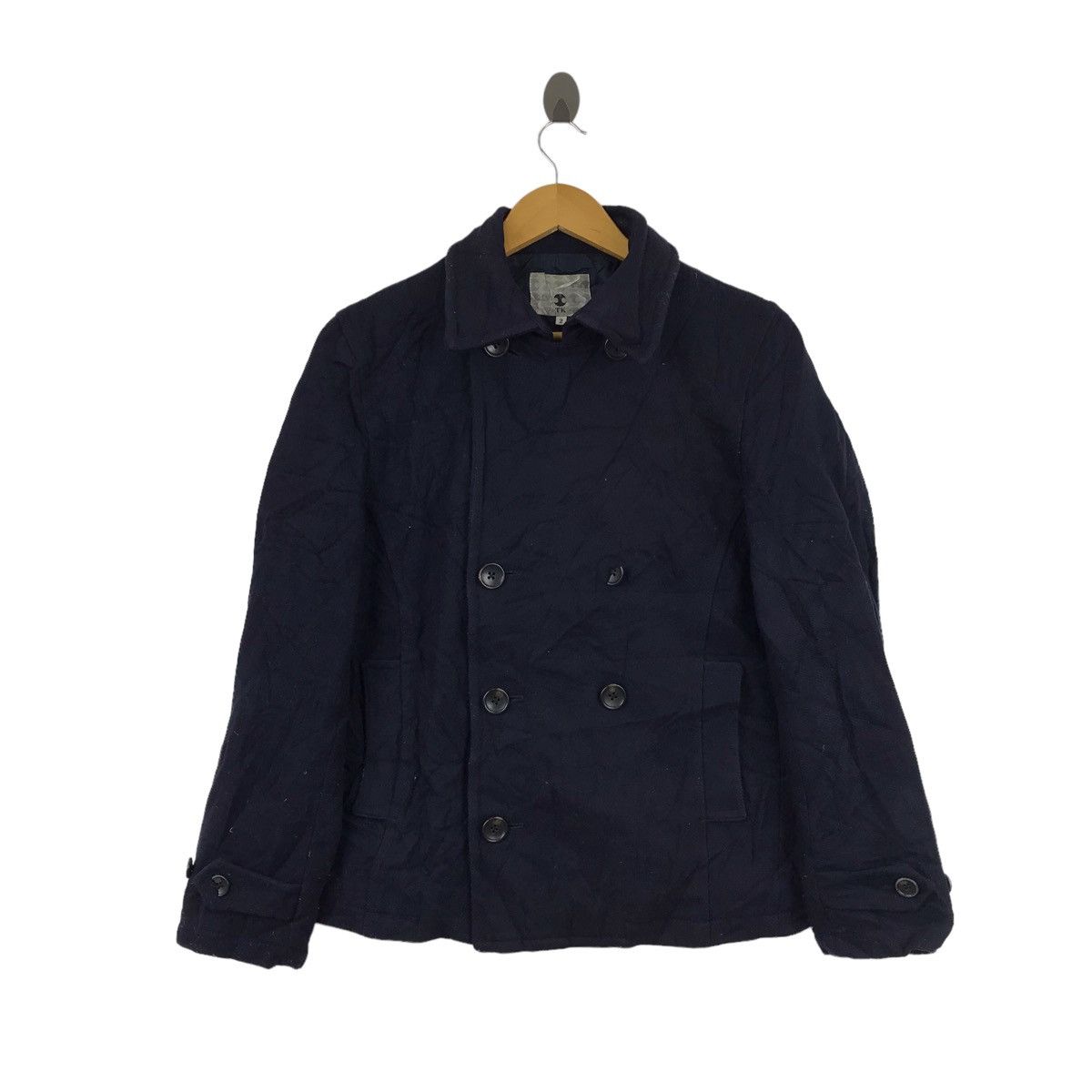 Vtg TAKEO KIKUCHI JAPAN Pea Coat Double Breasted Heavy Jacke