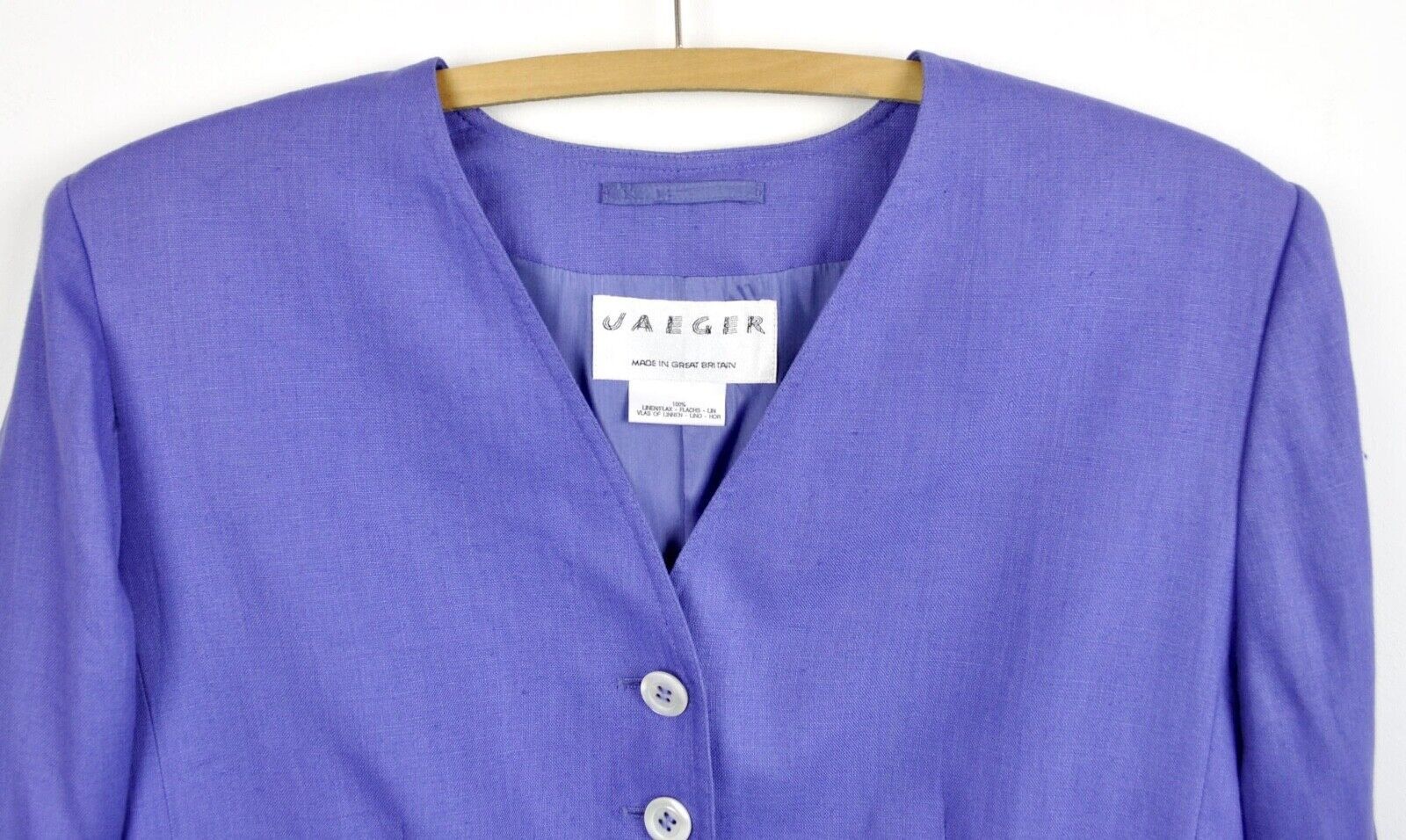 Jaeger × Vintage Jaeger Linen Blazer Sport Jacket Coat V Neck Button Up Size XL / US 12-14 / IT 48-50 - 3 Thumbnail