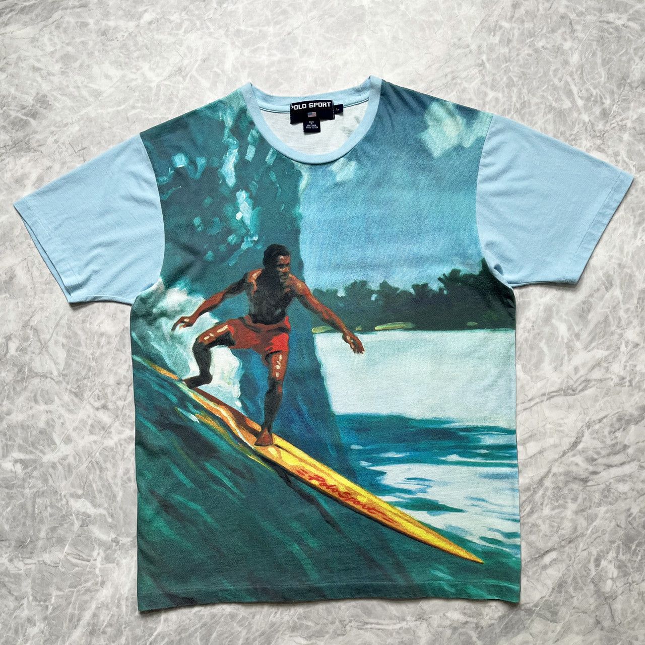 VTG 90s POLO SPORT RALPH LAUREN SURFING AOP T-SHIRT
