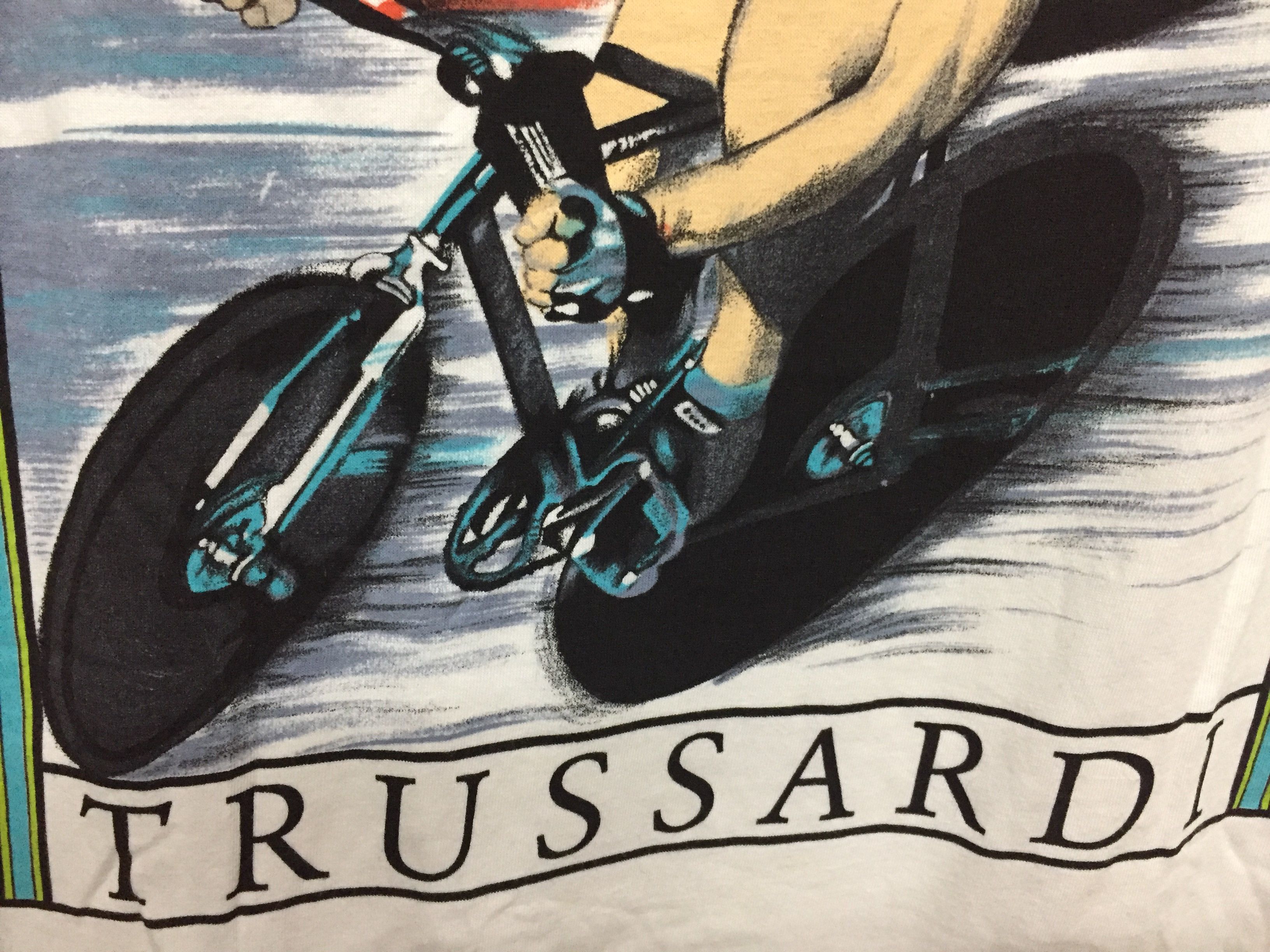 Trussardi × Vintage 90's TRUSSARDI Cybersport painting tee bicycle Size US L / EU 52-54 / 3 - 6 Thumbnail
