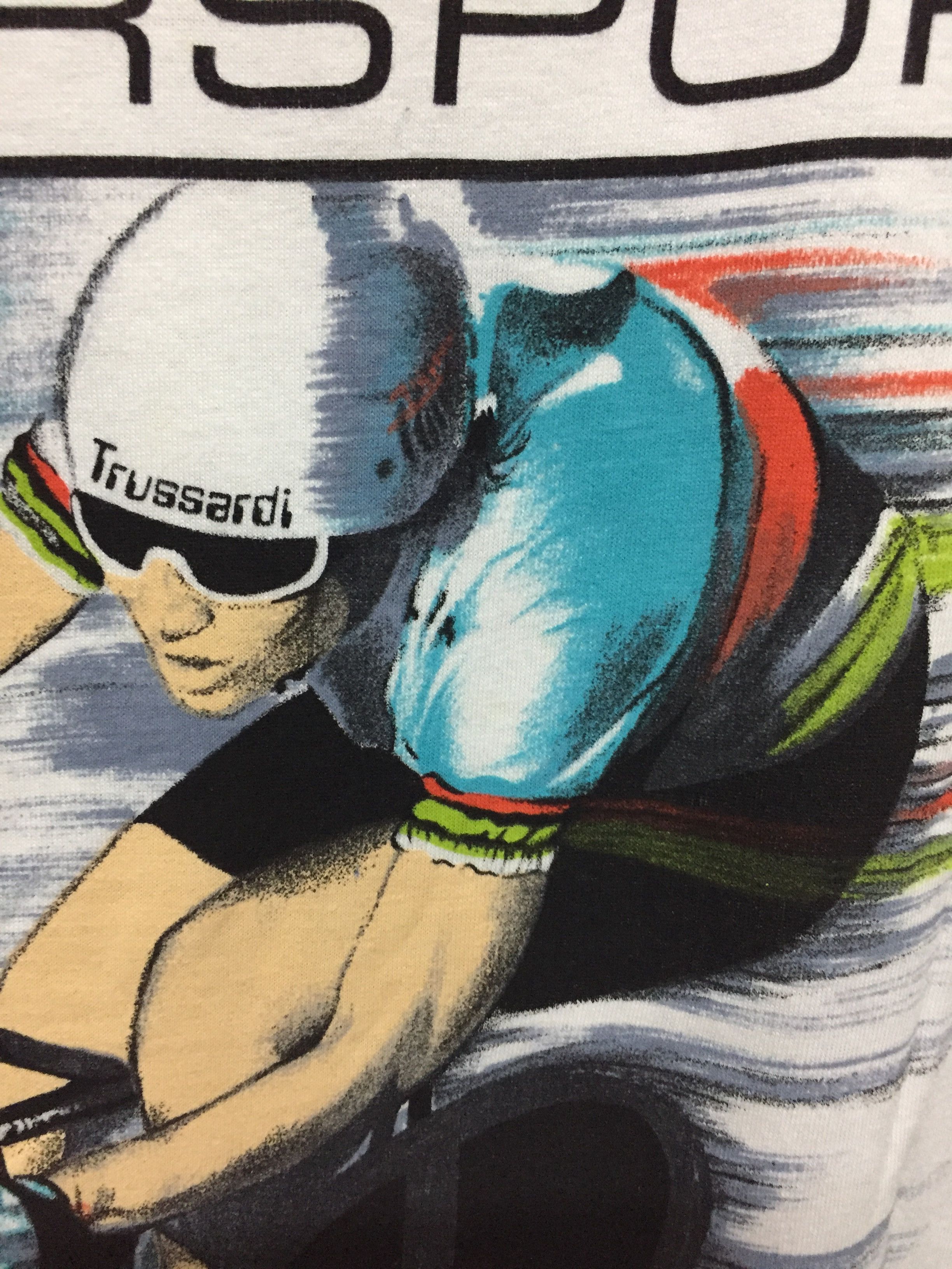 Trussardi × Vintage 90's TRUSSARDI Cybersport painting tee bicycle Size US L / EU 52-54 / 3 - 5 Thumbnail
