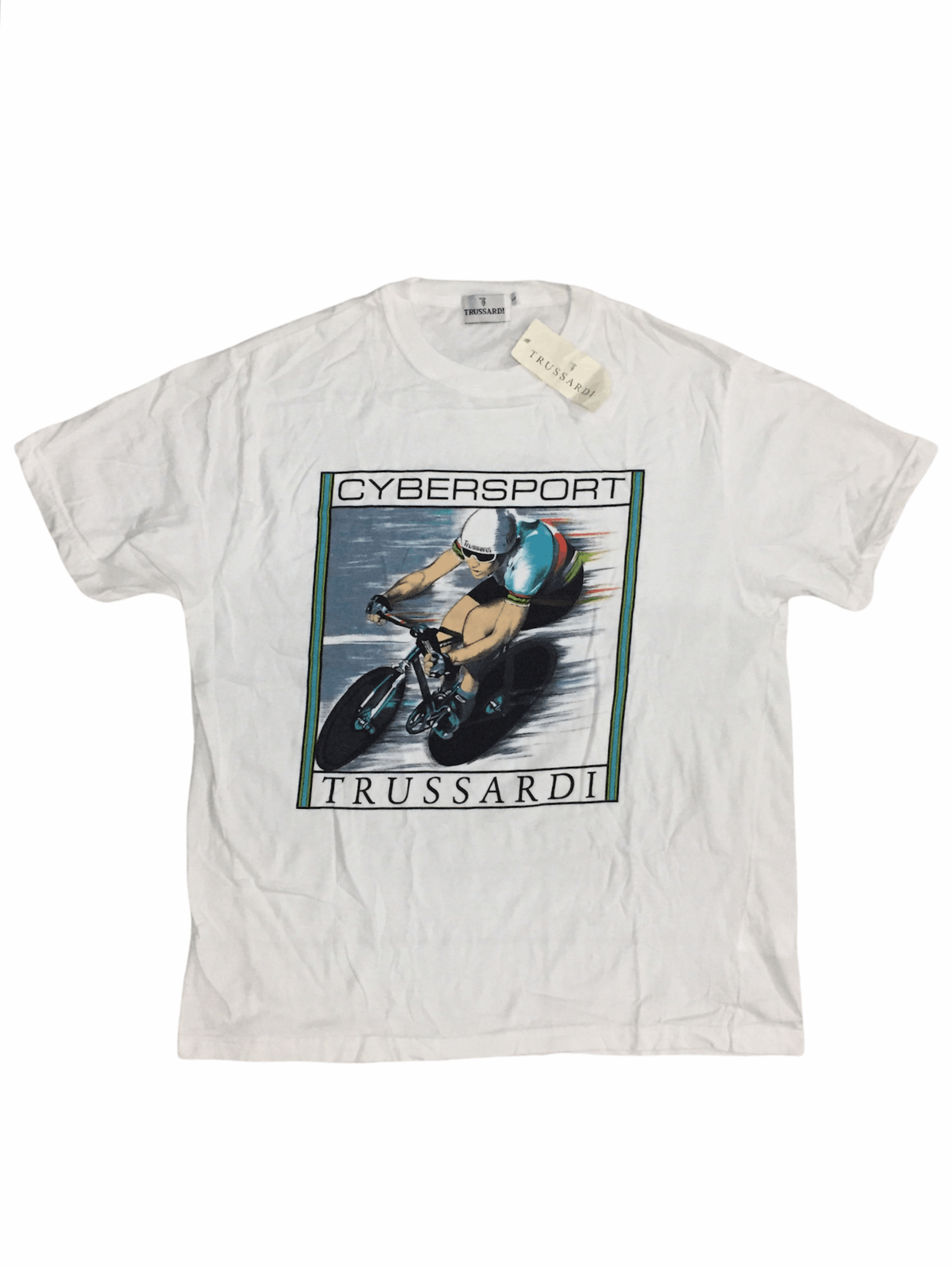 90's TRUSSARDI Cybersport painting tee bicycle