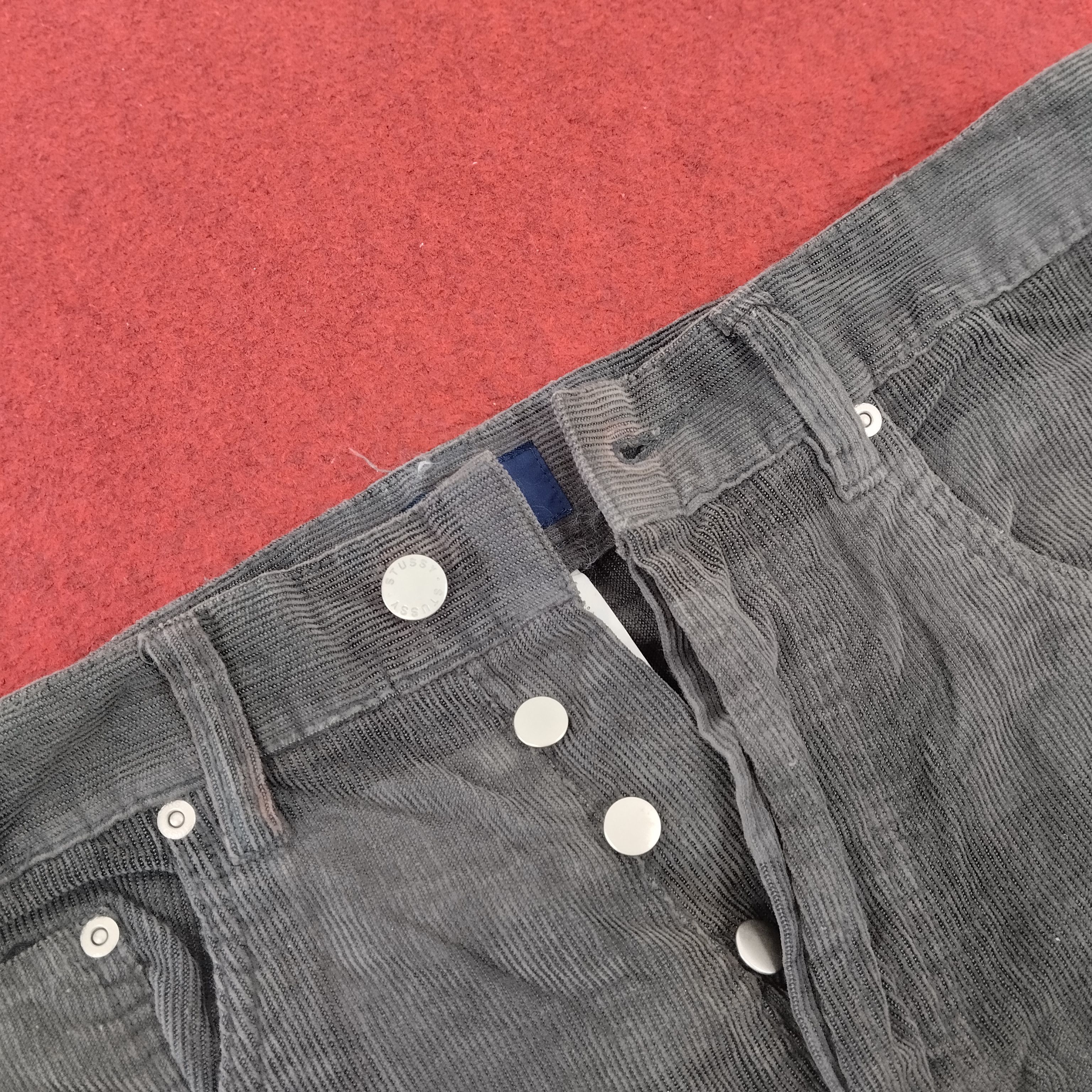 Stussy × Vintage Stussy Streetwear Skateboar Custom Logo Style Velvet Pants Size US 34 / EU 50 - 7 Thumbnail