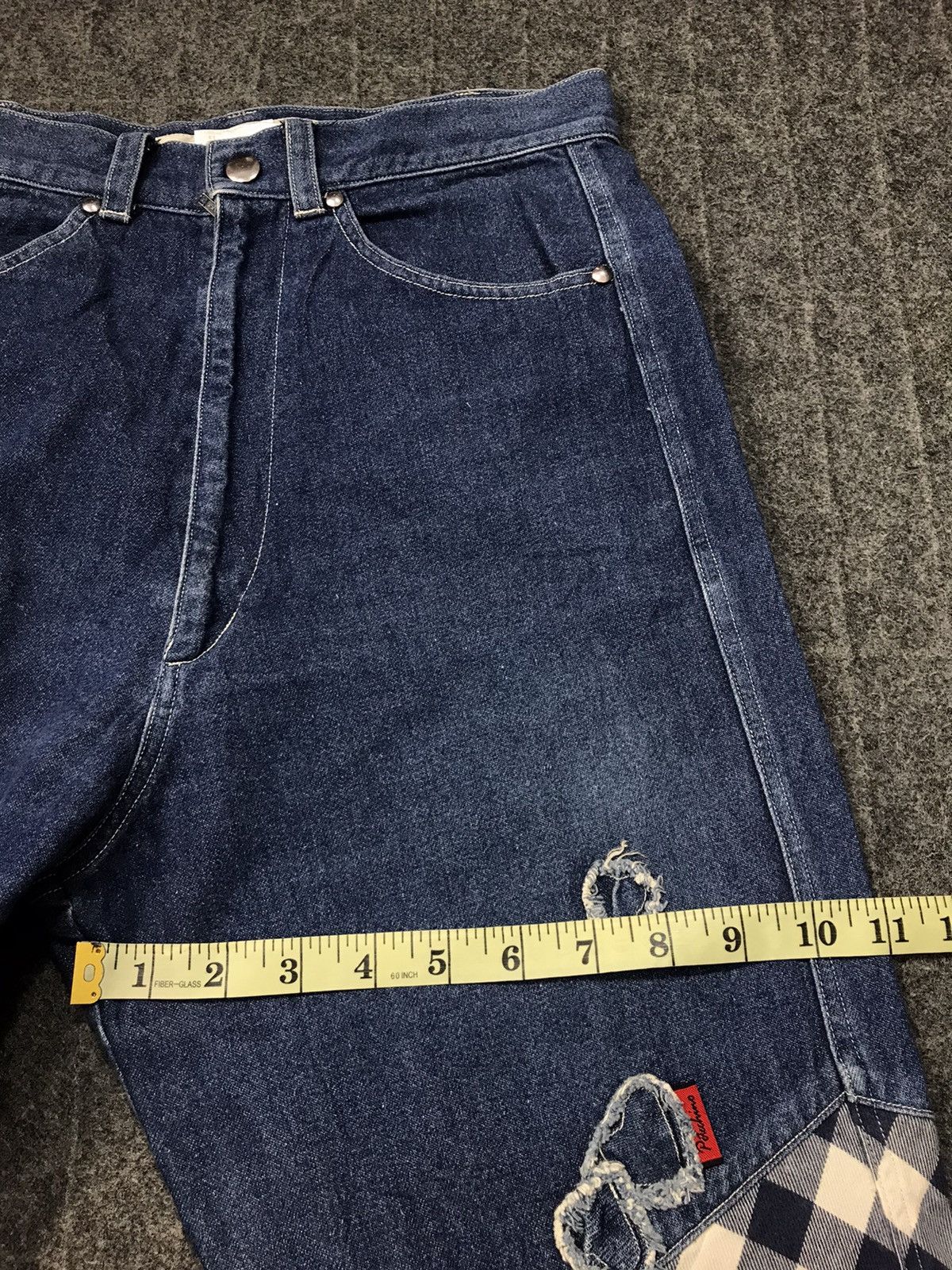 Japanese Brand Vintage Potechino Plaid Checked Patchwork Distressed Denim Size 26" / US 2 / IT 38 - 14 Thumbnail