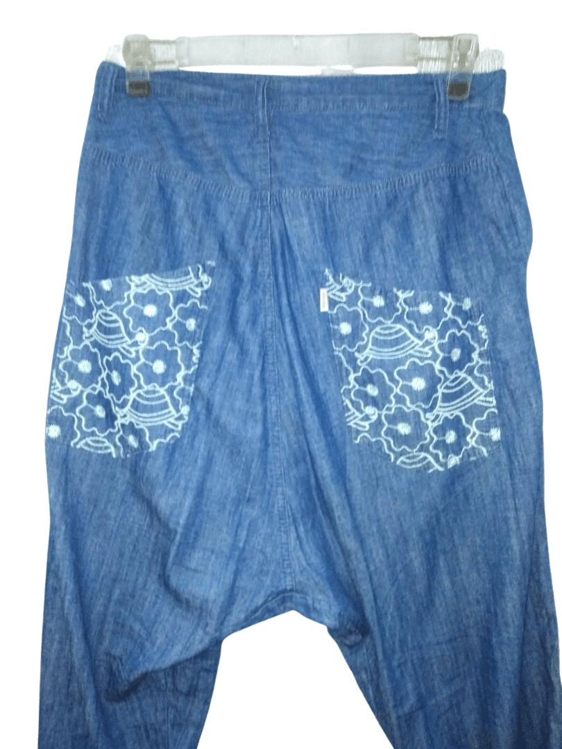 Issey Miyake Né-net Japanese Denim Pants w/ Sakura Wave Embroidery Size US 31 - 2 Thumbnail