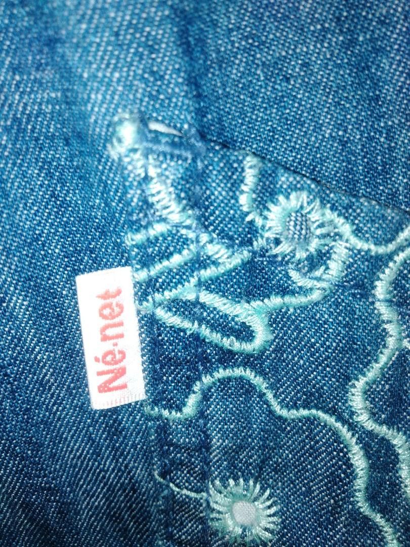 Issey Miyake Né-net Japanese Denim Pants w/ Sakura Wave Embroidery Size US 31 - 3 Thumbnail