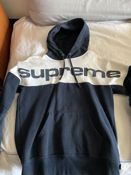 Supreme Supreme Blocked Hooded Sweatshirt FW17 Navy Medium | Grailed