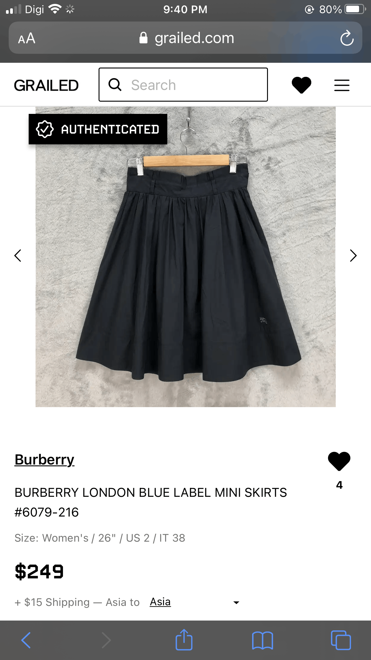 Burberry BURBERRY LONDON BLUE LABEL MINI SKIRTS #6079-216 Size 26" / US 2 / IT 38 - 11 Thumbnail