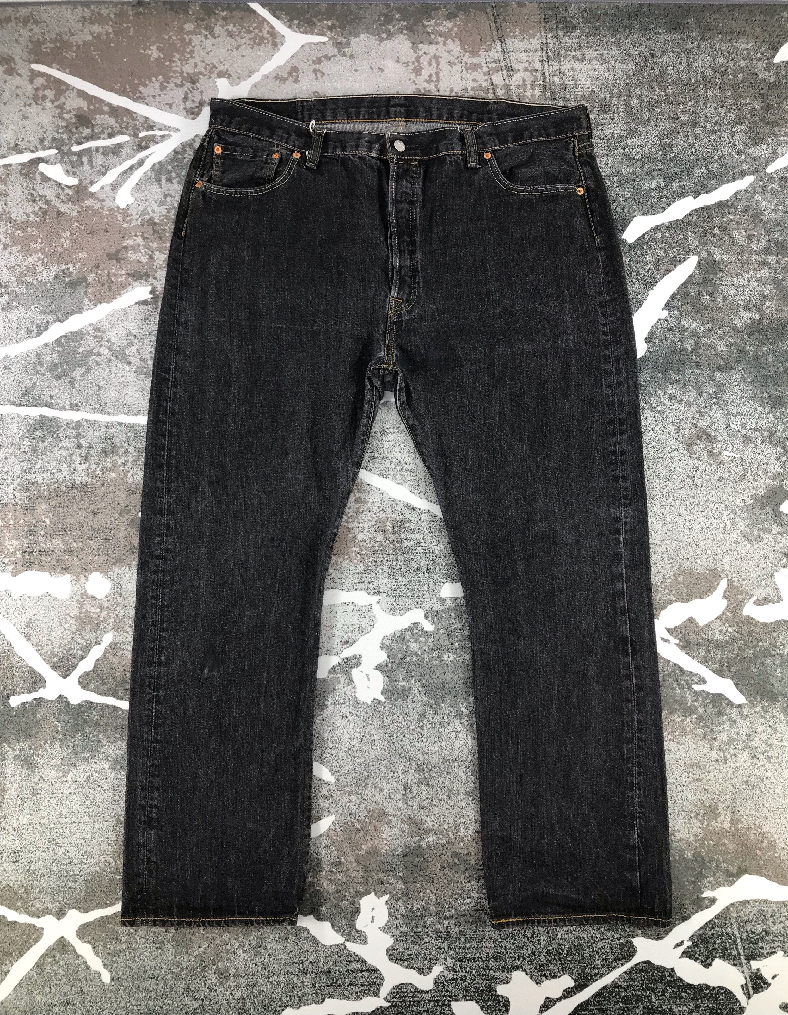 image of Levis 501 Jeans Faded Black Distressed Denim, Men's (Size 41)