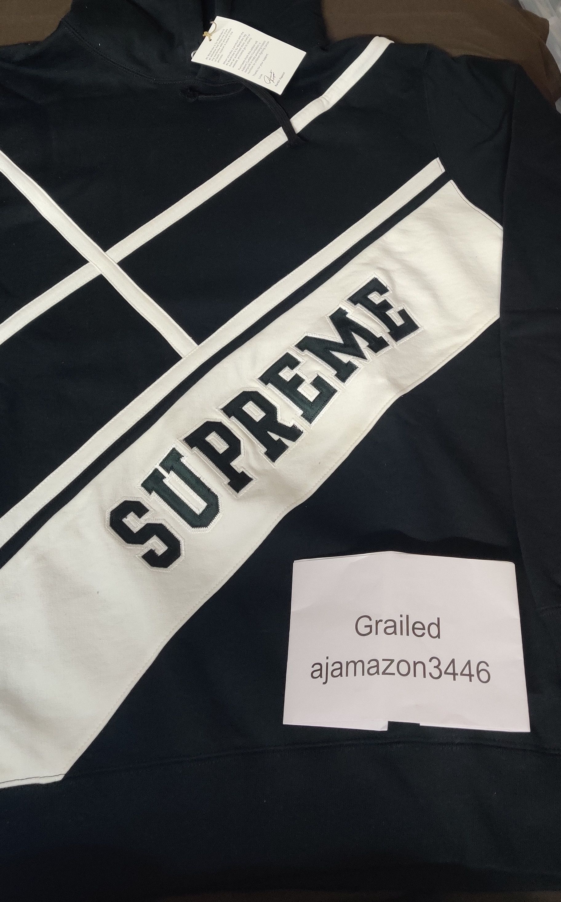 Supreme Supreme diagonal hooded sweatshirt xl Grailed