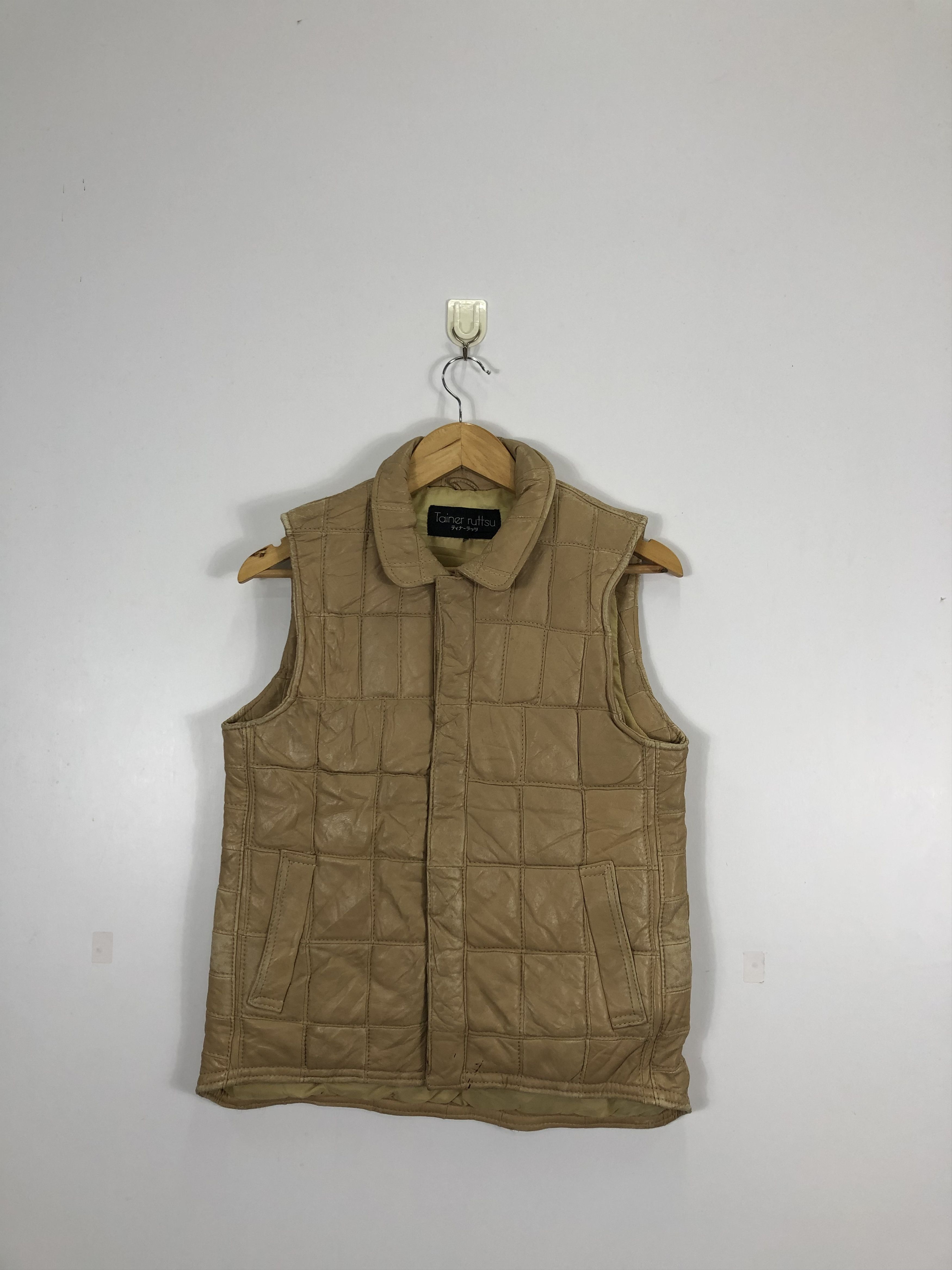 image of Vintage Zipper Puffer Vest in Brown, Men's (Size Small)