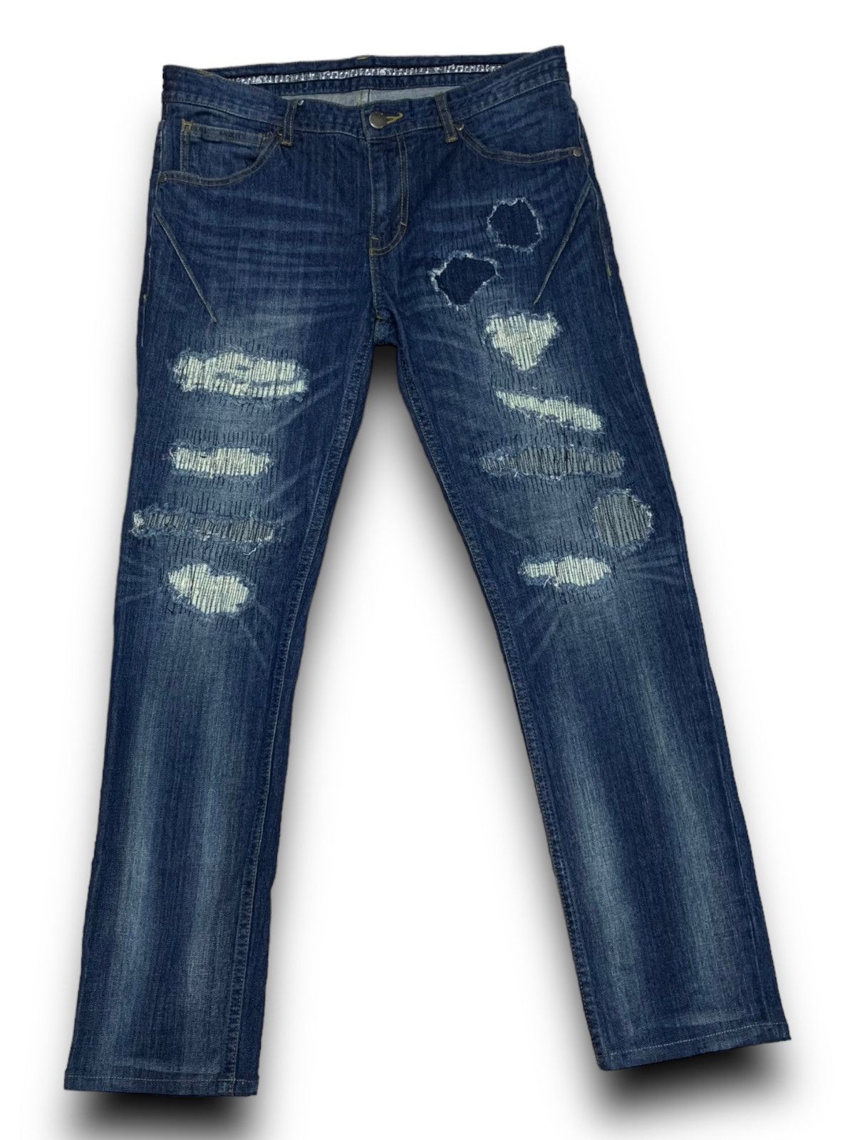 Image of Distressed Denim x Number N Ine Number (N)Ine Nano Universe Denim Pants in Blue (Size 33)